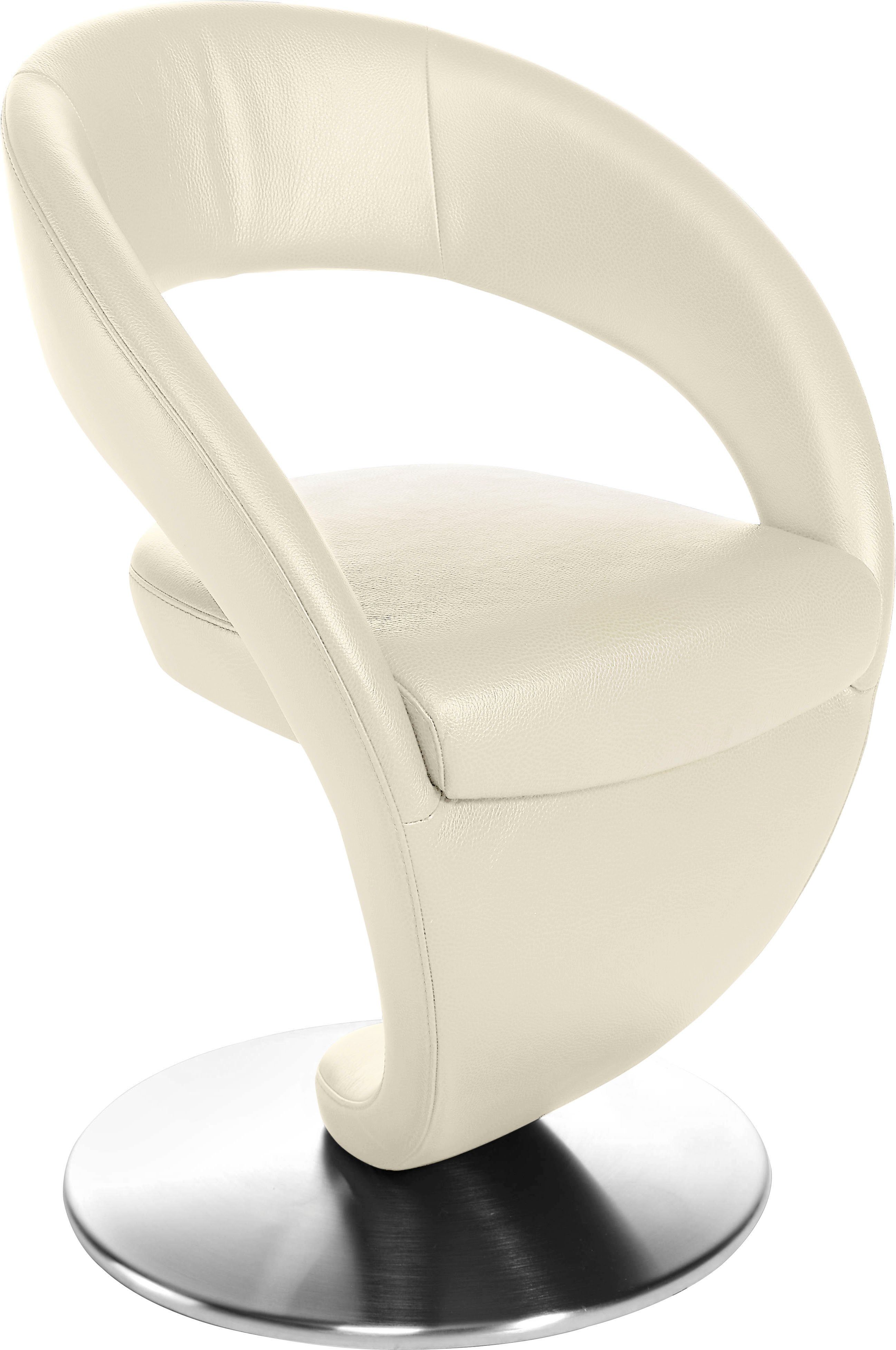 K+W Komfort & Wohnen Esszimmerstuhl Wave, Drehstuhl, Polsterstuhl, Design-Drehstuhl, Drehteller in Edelstahloptik