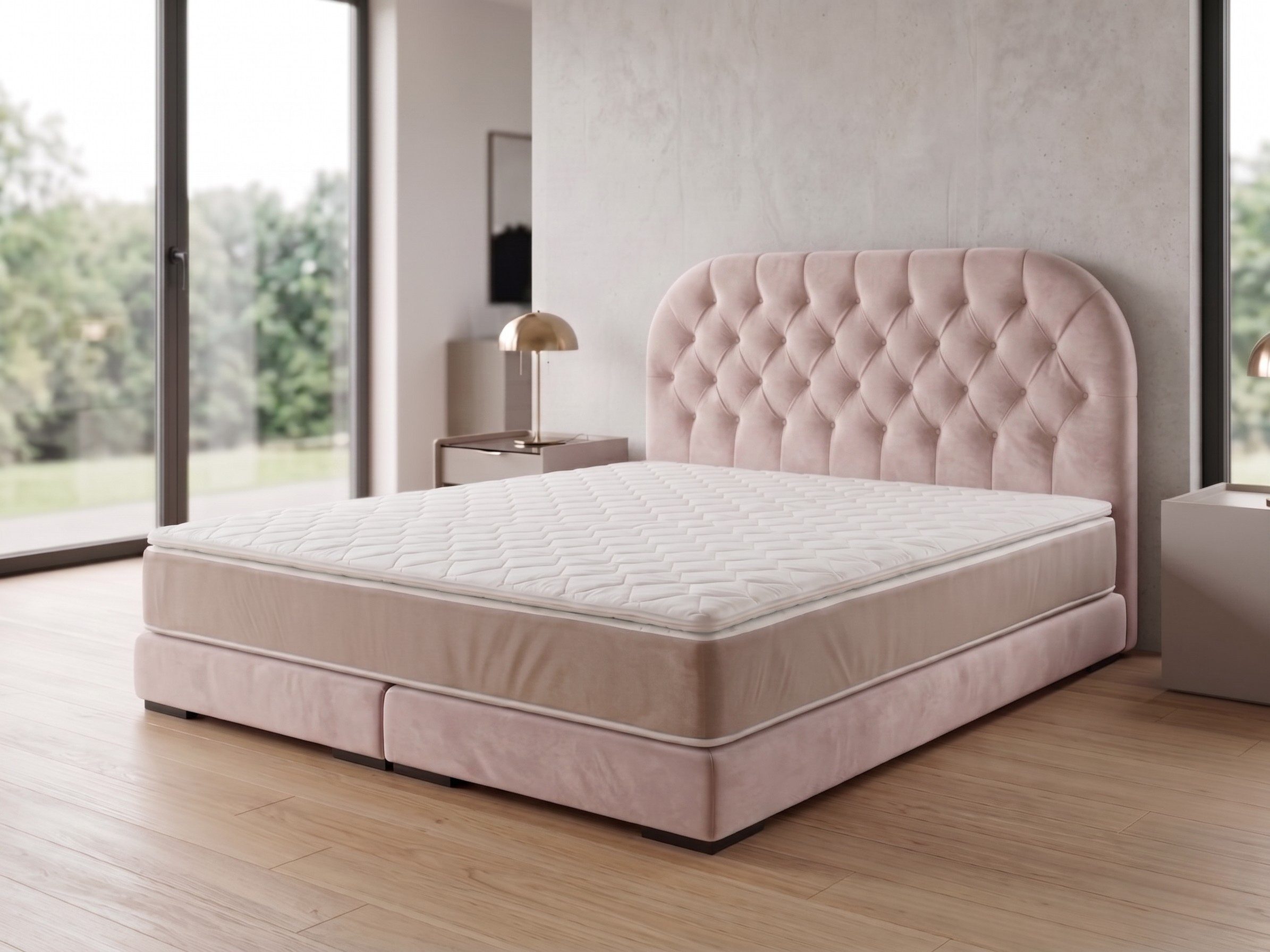 A&J MöbelLand GmbH Polsterbett LEON mit Kopfteil - Stilvolles Bettgestell für Ihr Schlafzimmer (Länge: 209 cm, Höhe Kopfteil: 110 cm, 4 Kopfteil-Varianten, 7 Größen zur Auswahl, Modernes Design, TOP ANGEBOT!, Inklusive Bettgestell), Komplettgestell-Set