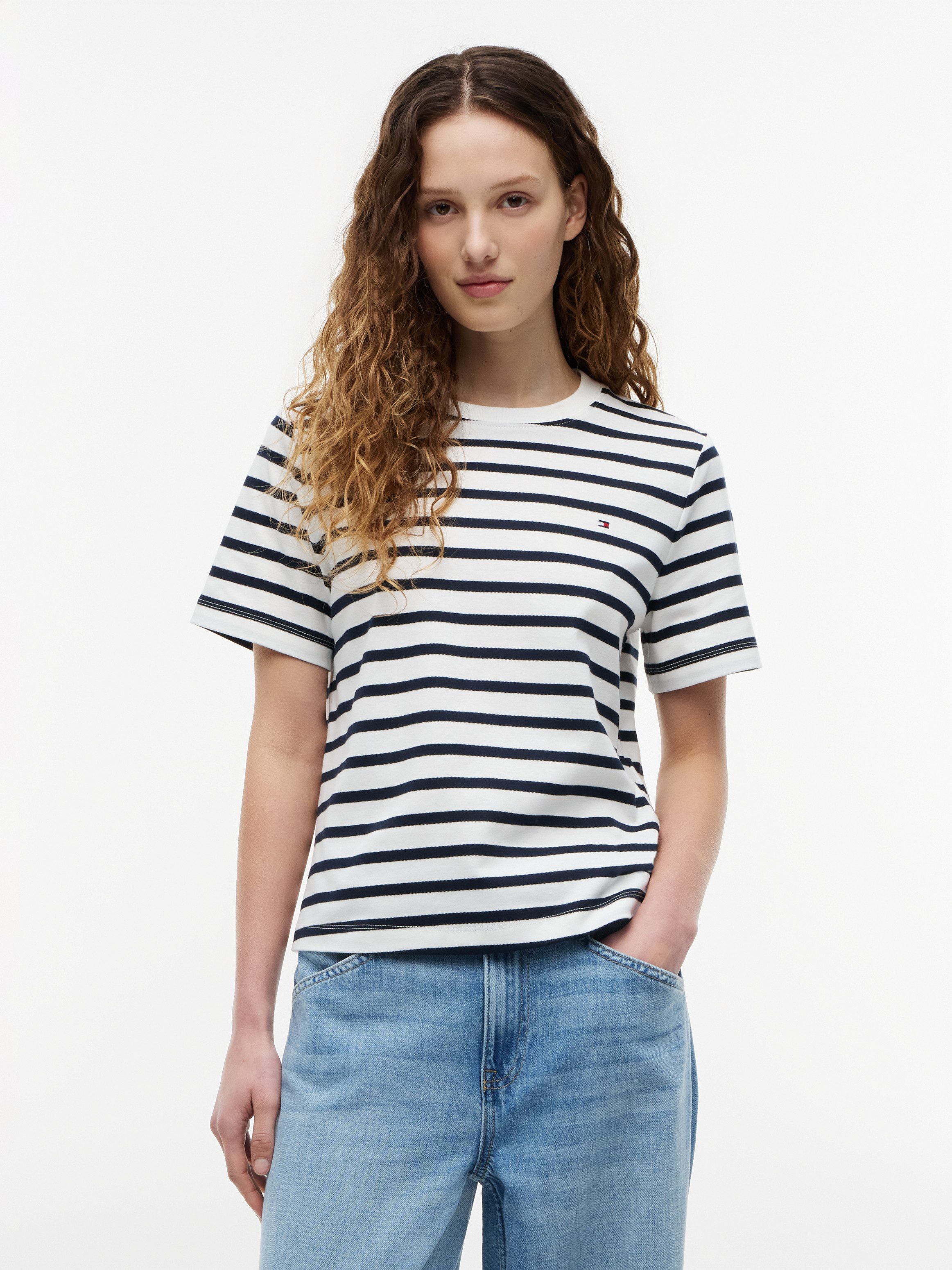Tommy Hilfiger Kurzarmshirt INTERLOCK BOXY C-NK SS TEE Baumwolle