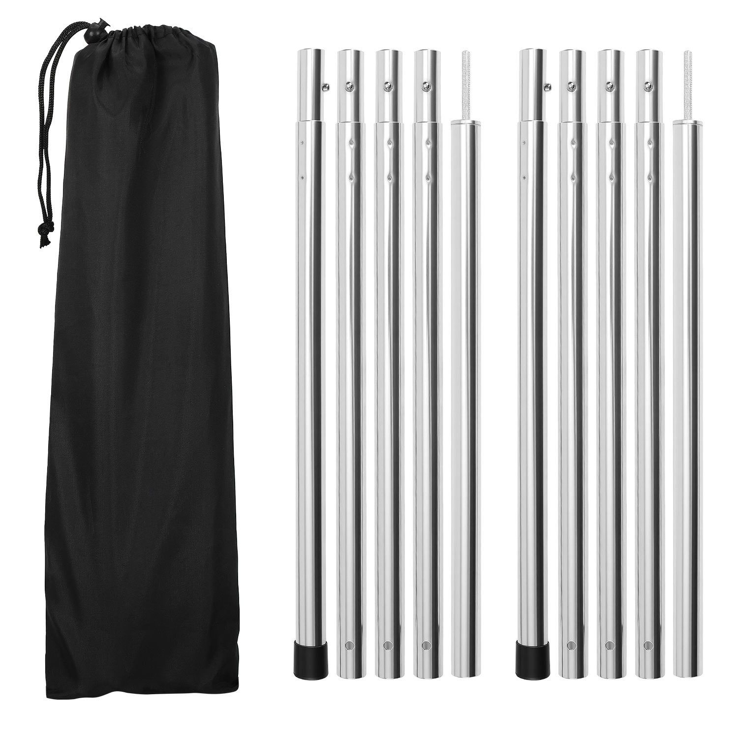 Clanmacy Zeltstange Zeltstange 2m Alu Aufstellstangen Tarpstange für Camping Silber 2pcs, (2-St)