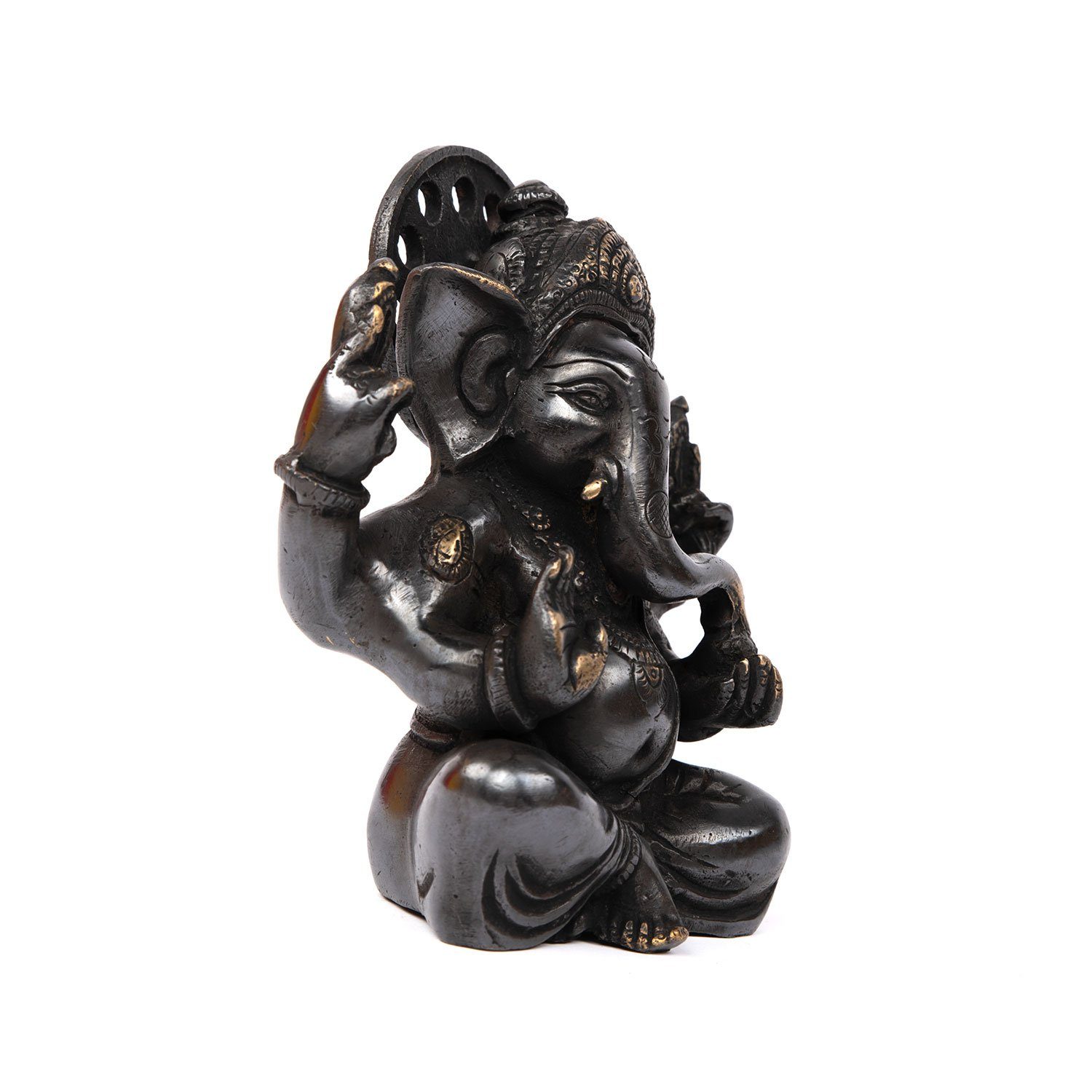 ca. Dekofigur schwarz, 17 bodhi Figur, cm Ganesha Messing,