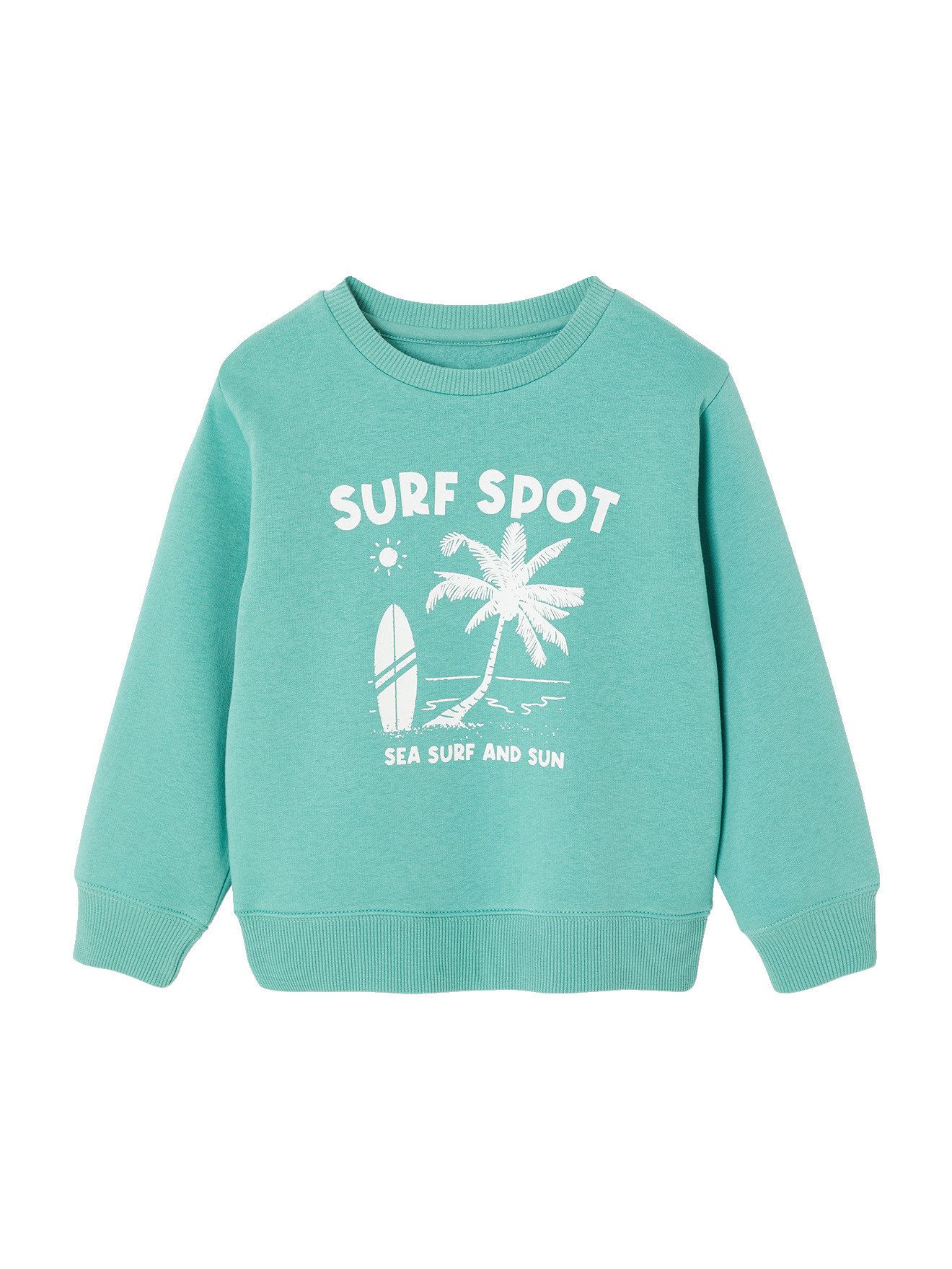 Fleecepullover Sweatshirt Jungen mit Print BASIC