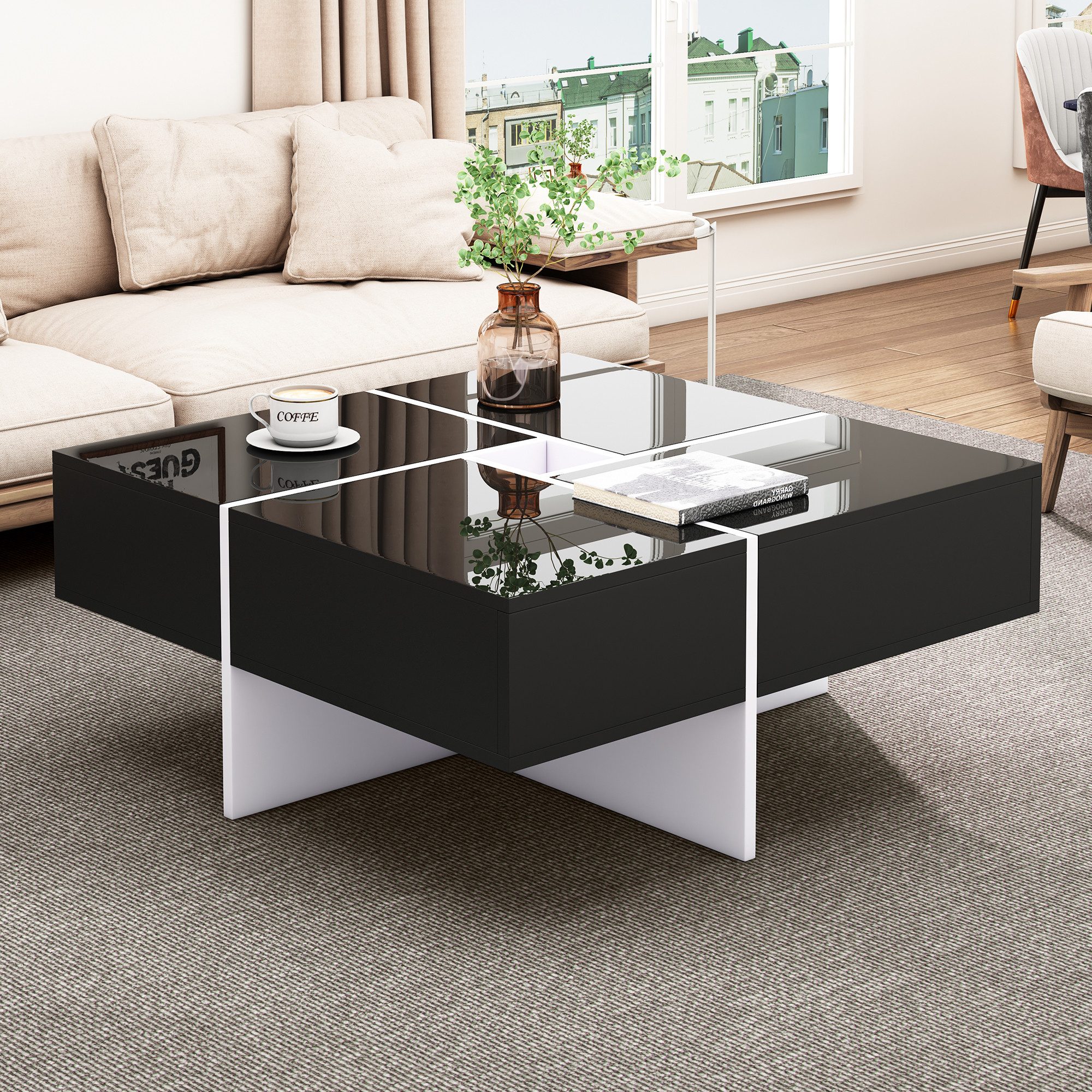 MODFU Couchtisch quadratischer Wohnzimmetisch (Beistelltisch, Kaffeetisch, günstig online kaufen
