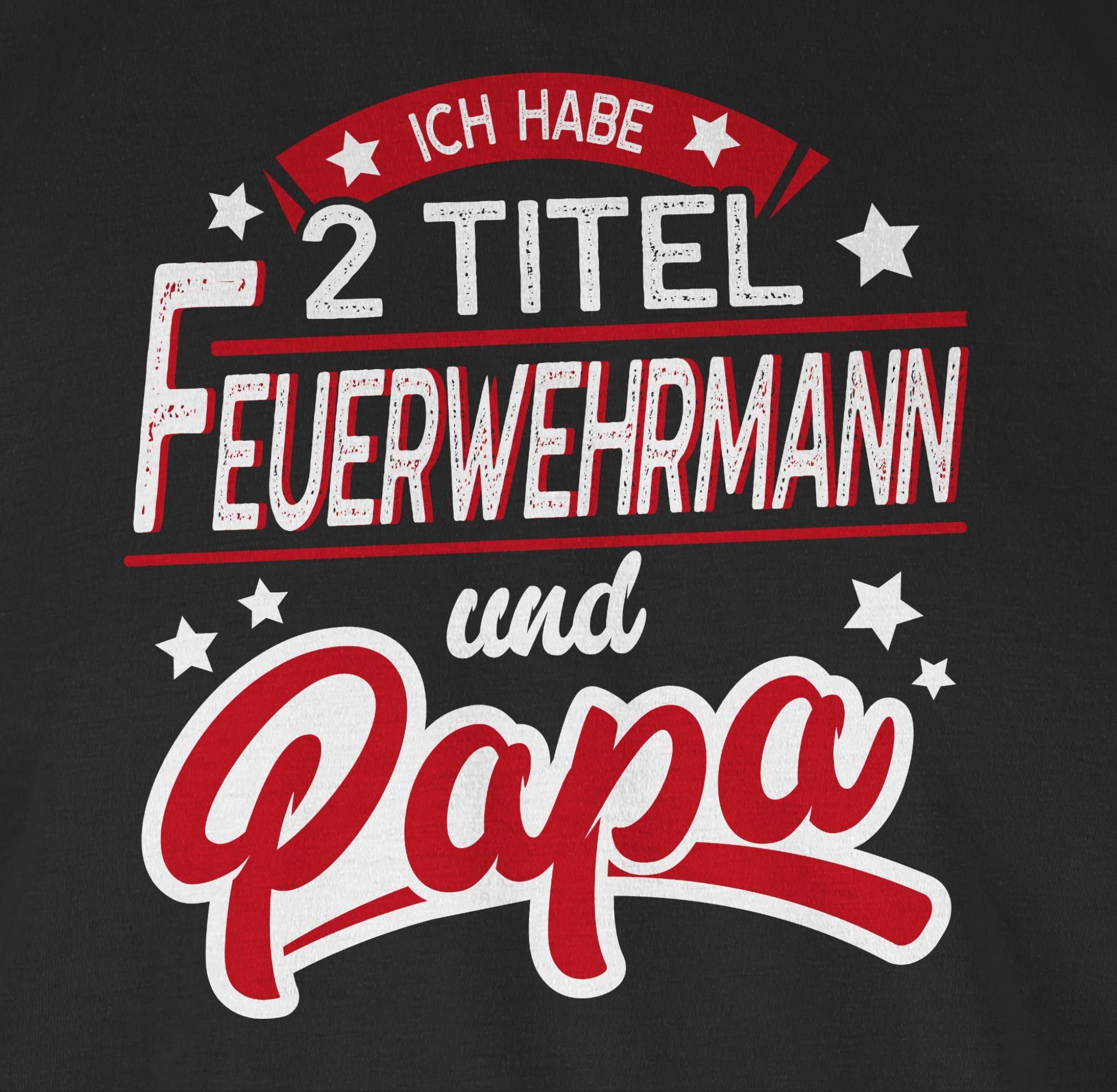 und Shirtracer Vatertag Papa T-Shirt Geschenk 2 Feuerwehrmann für Papa Schwarz