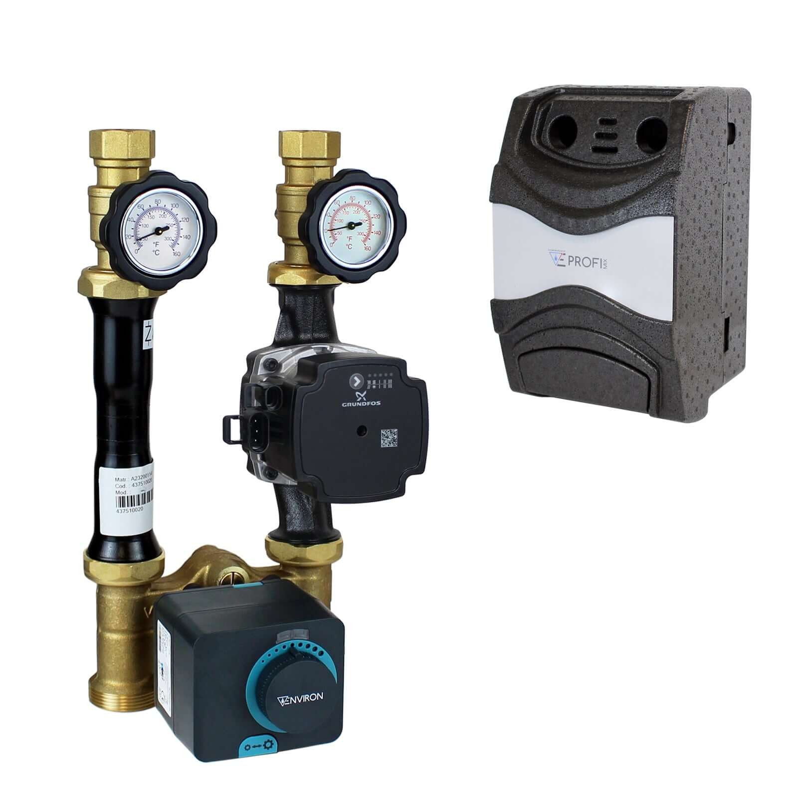 Environ Fußbodenheizung ProfiMix Heizkreispumpengruppe mit Drei-Wege-Mischer, Environ END05 St
