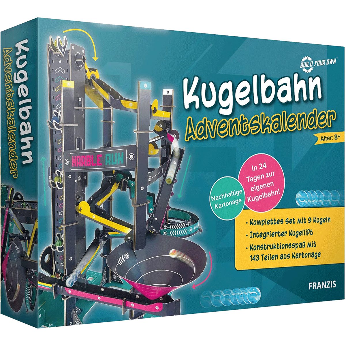 Adventskalender FRANZIS 67300 - Kugelbahn Adventskalender, in 24 Tagen zur eigenen