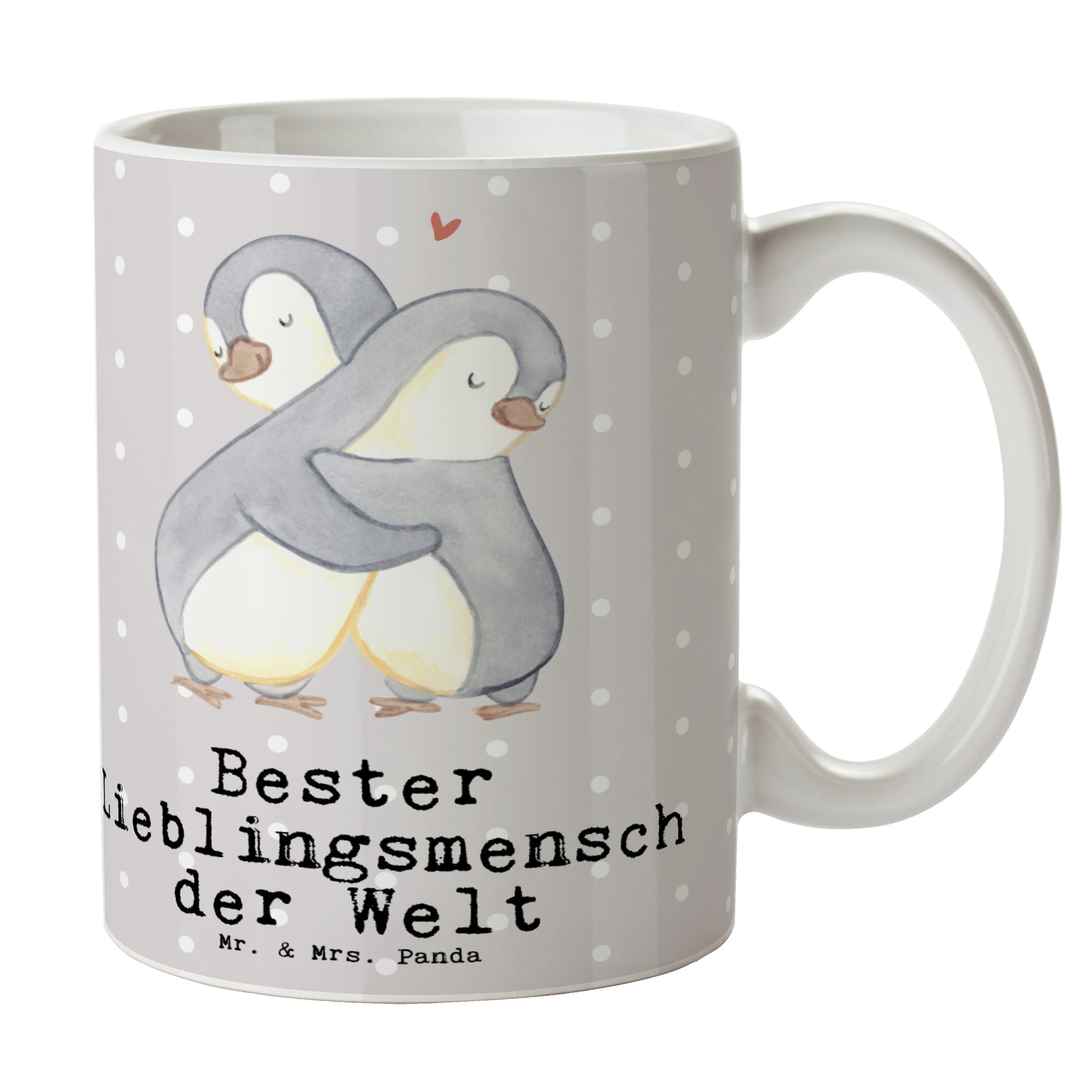 Mr. & Mrs. Panda Bester Geschenk, Lieblingsmensch Welt der - Pinguin Te, Keramik Pastell Tasse - Grau