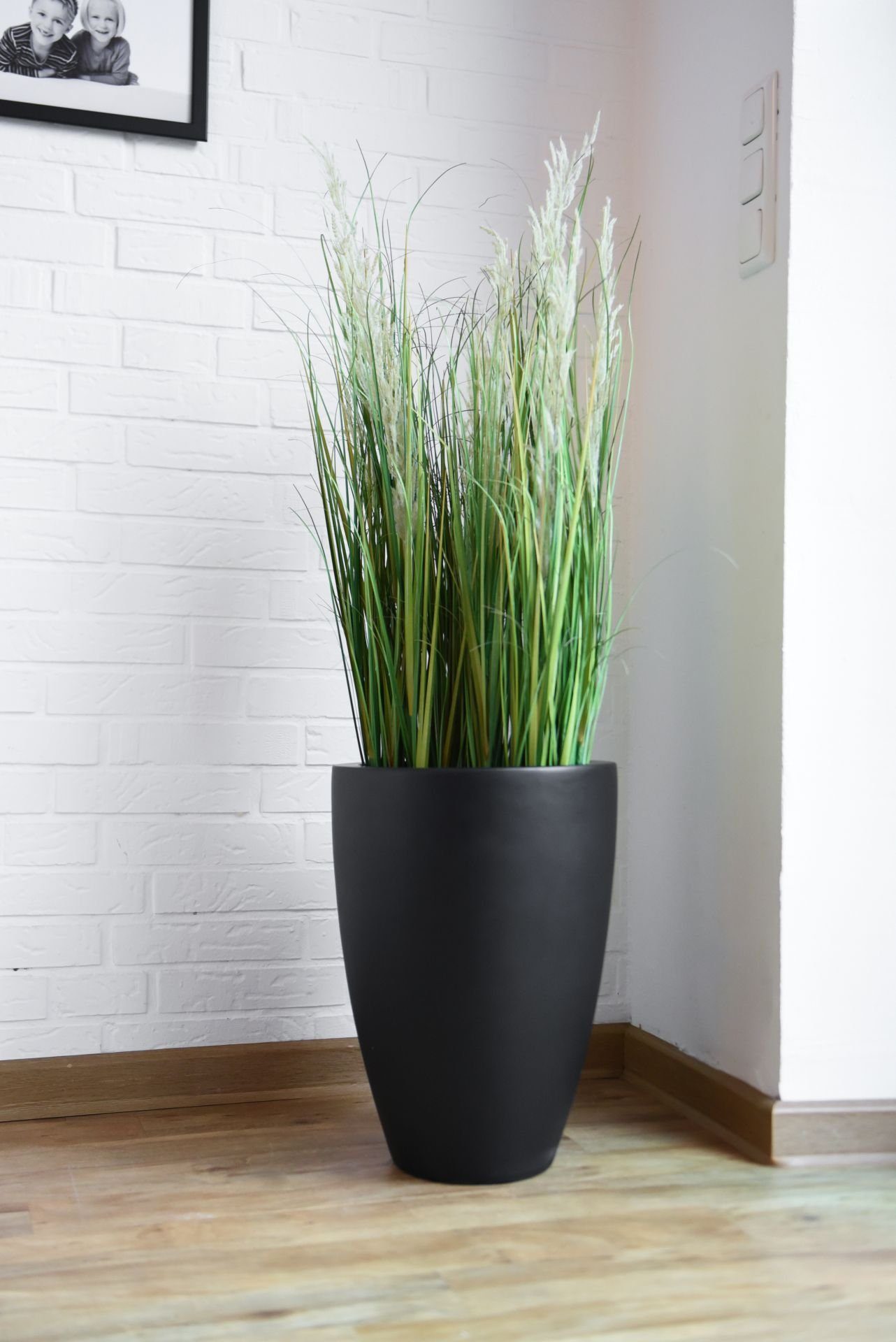 VIVANNO Pflanzkübel Pflanzkübel Pflanzgefäß Blumenkübel Fiberglas OPALA Anthrazit - 32x44