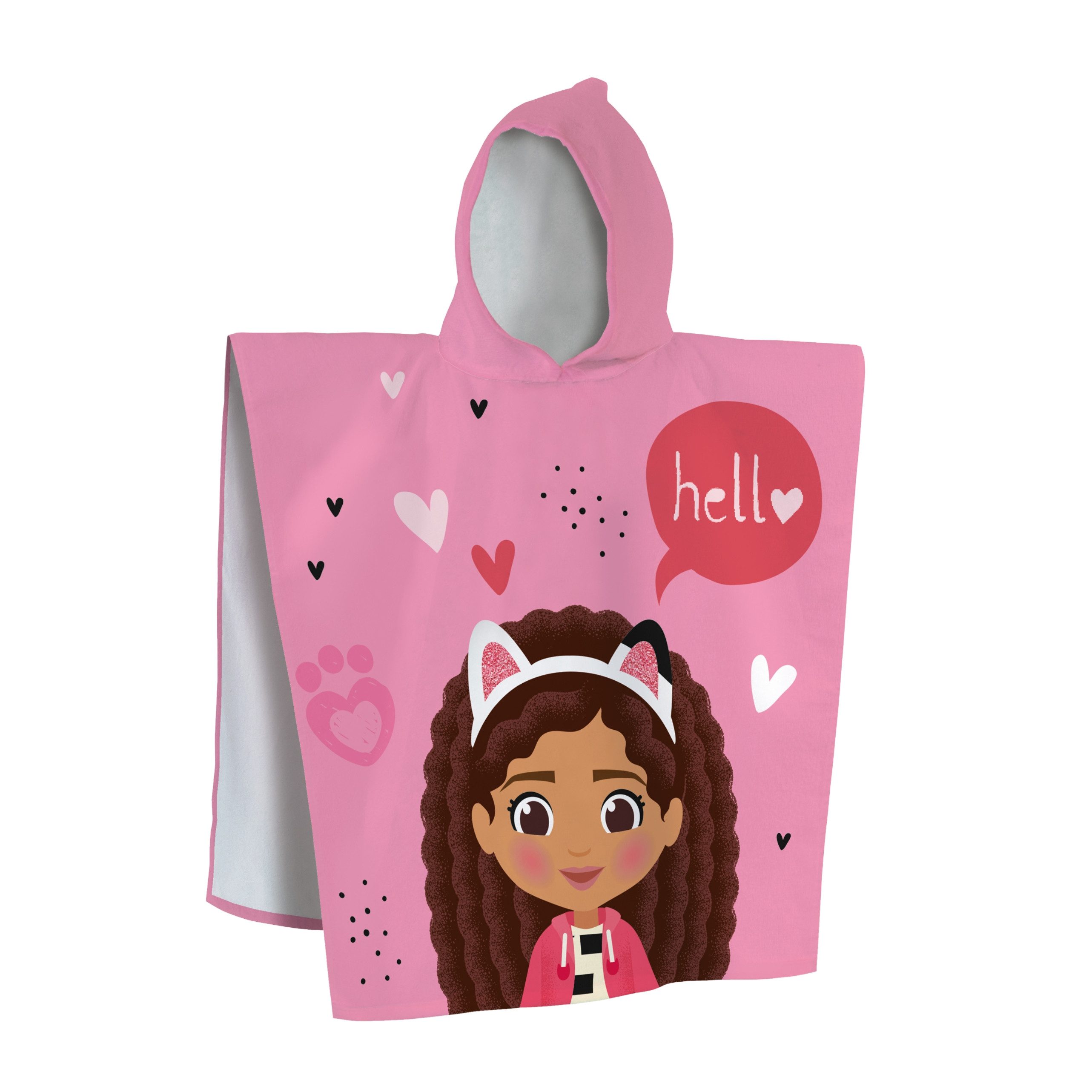 MTOnlinehandel Badeponcho Gabby’s Dollhouse 60x60 cm, Kinder Poncho mit Kapuze, 100% Baumwolle, Kapuze, kuschelig weich für fröhliche Momente nach dem Baden