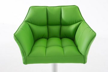 TPFLiving Barhocker Damaso (mit Rückenlehne und Fußstütze - Hocker für Theke & Küche), 360° drehbar - Metall weiß - Sitzfläche: Kunstleder Grün