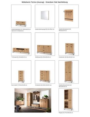 expendio Garderobe Torrico 4, Grandson Oak 90x113x28 melaminbeschichtet Ablage und Kleiderstange