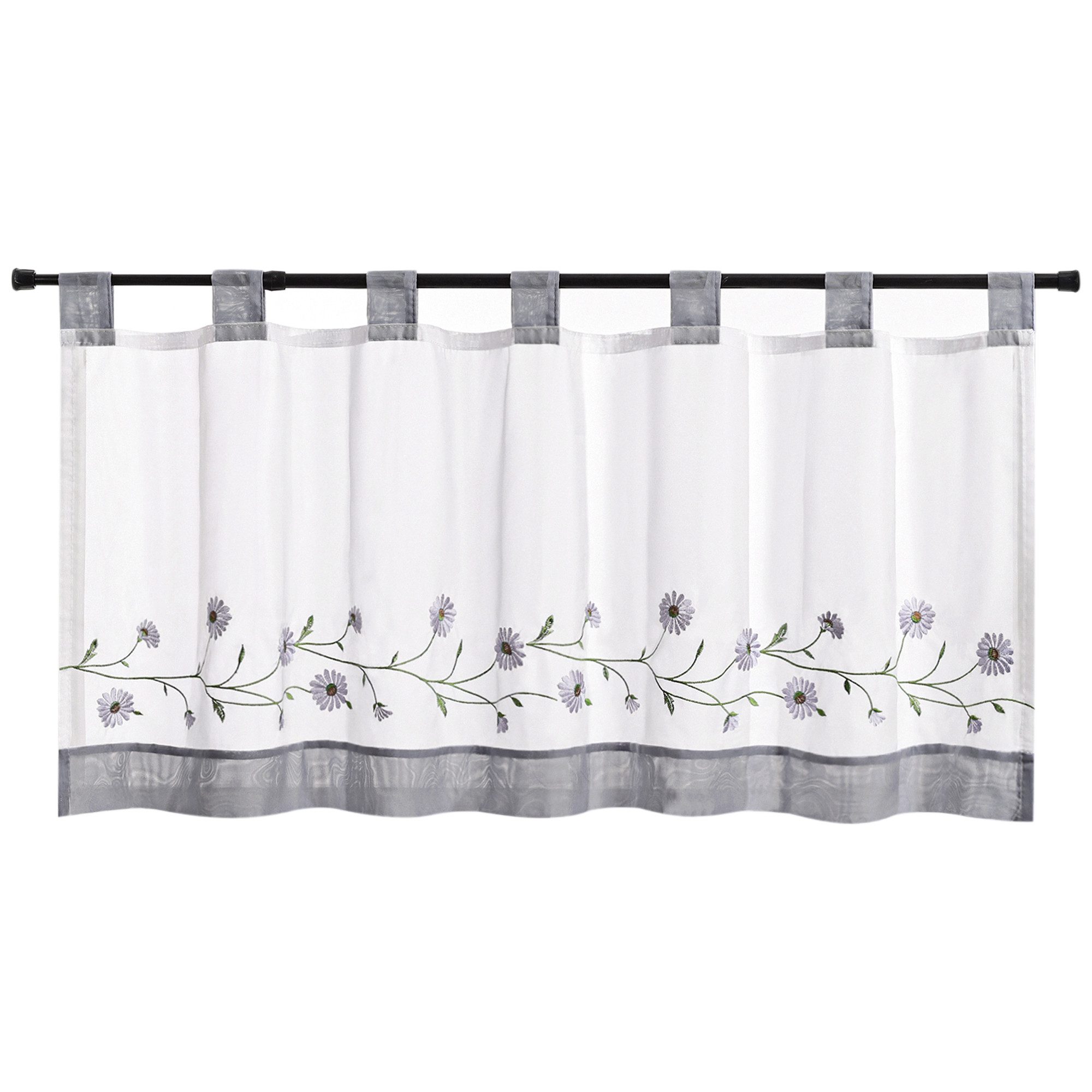 Joyswahl Scheibengardine (1 St), Schlaufen, transparent, Bestickte Voile Ku günstig online kaufen