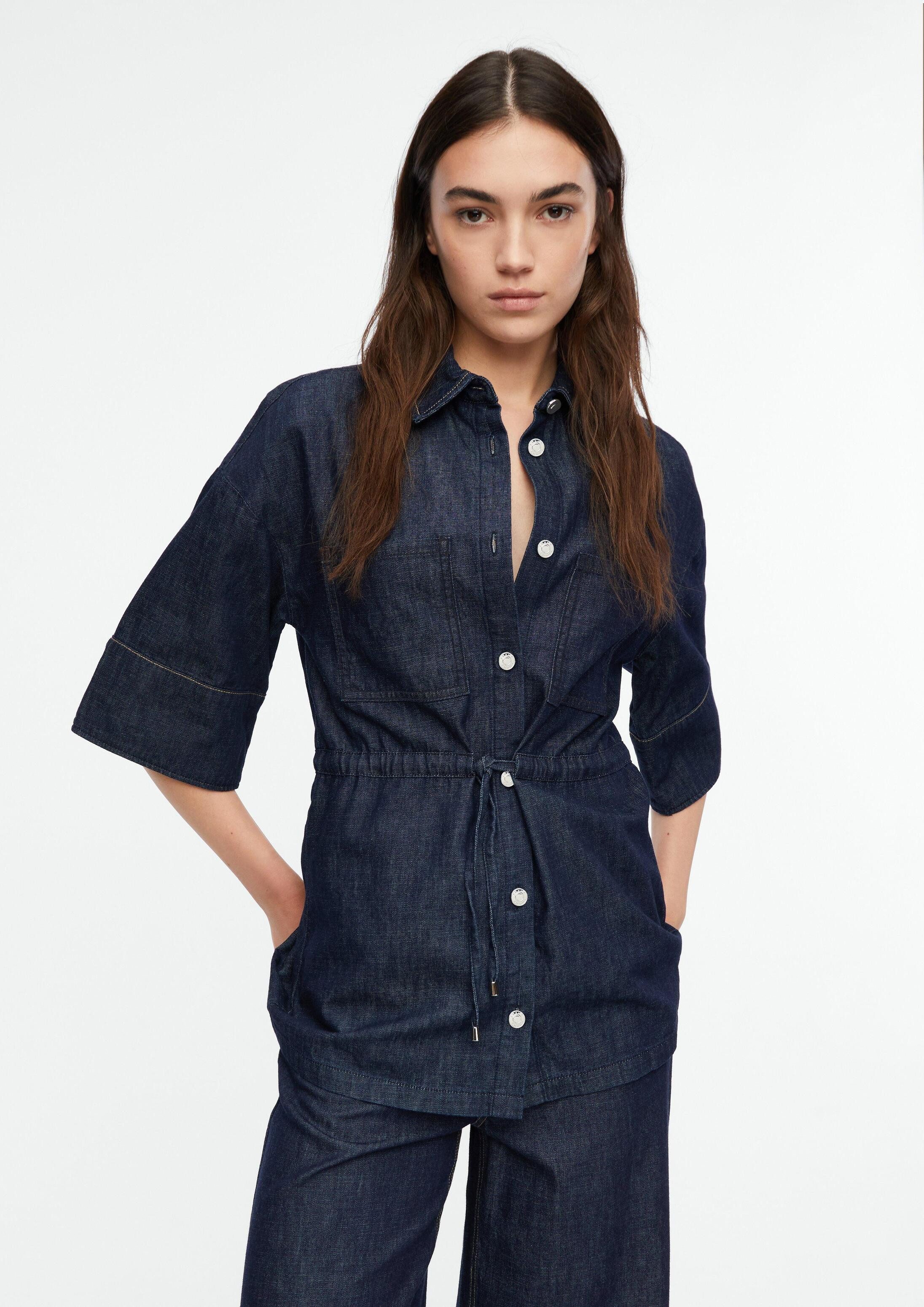 comma Kurzarmbluse Bluse Blusenjacke aus leichtem Denim