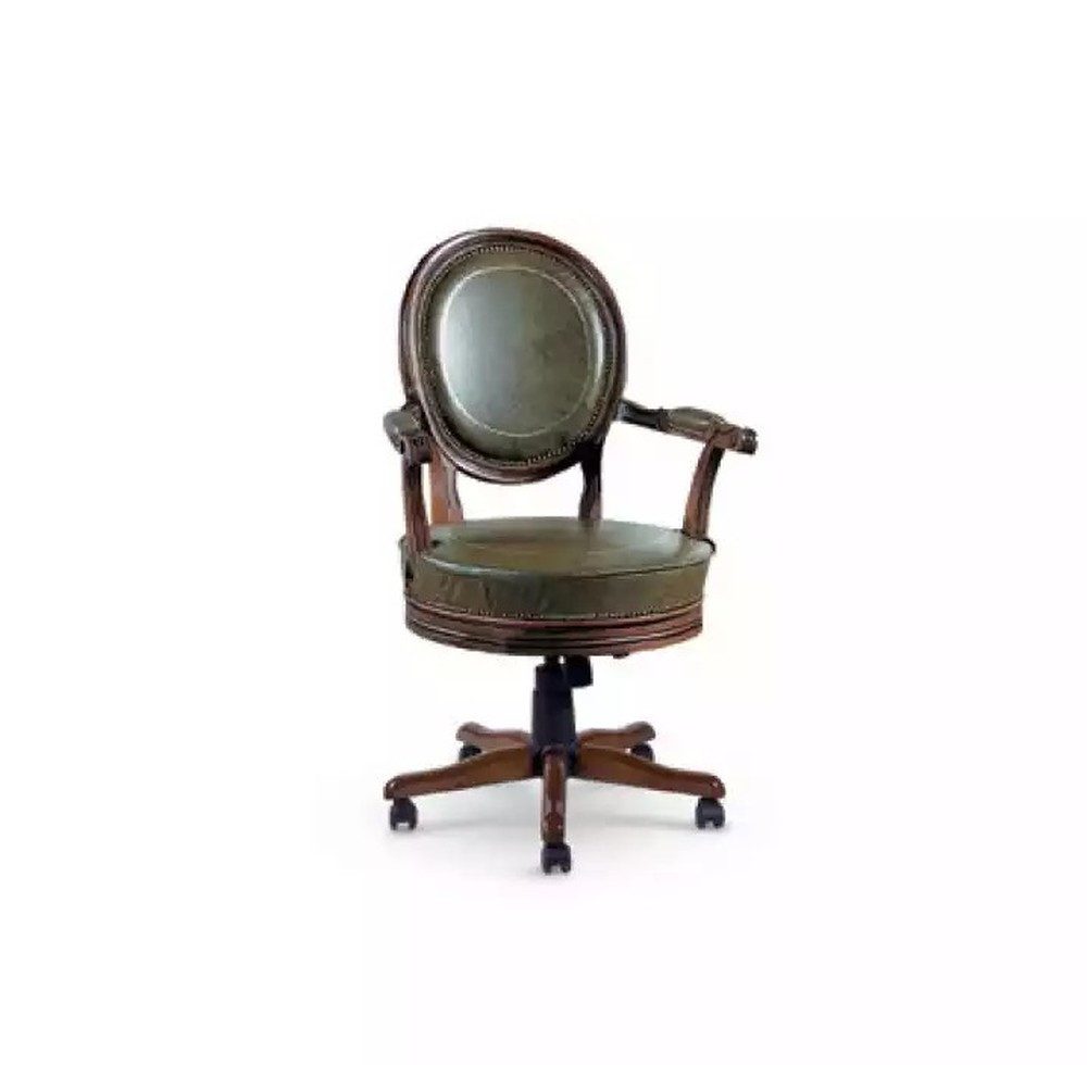 JVmoebel Drehstuhl Grüner Chefsessel aus Kunstleder mit Holzarmlehnen im Art Deco-Stil (1 St), Made in Europa