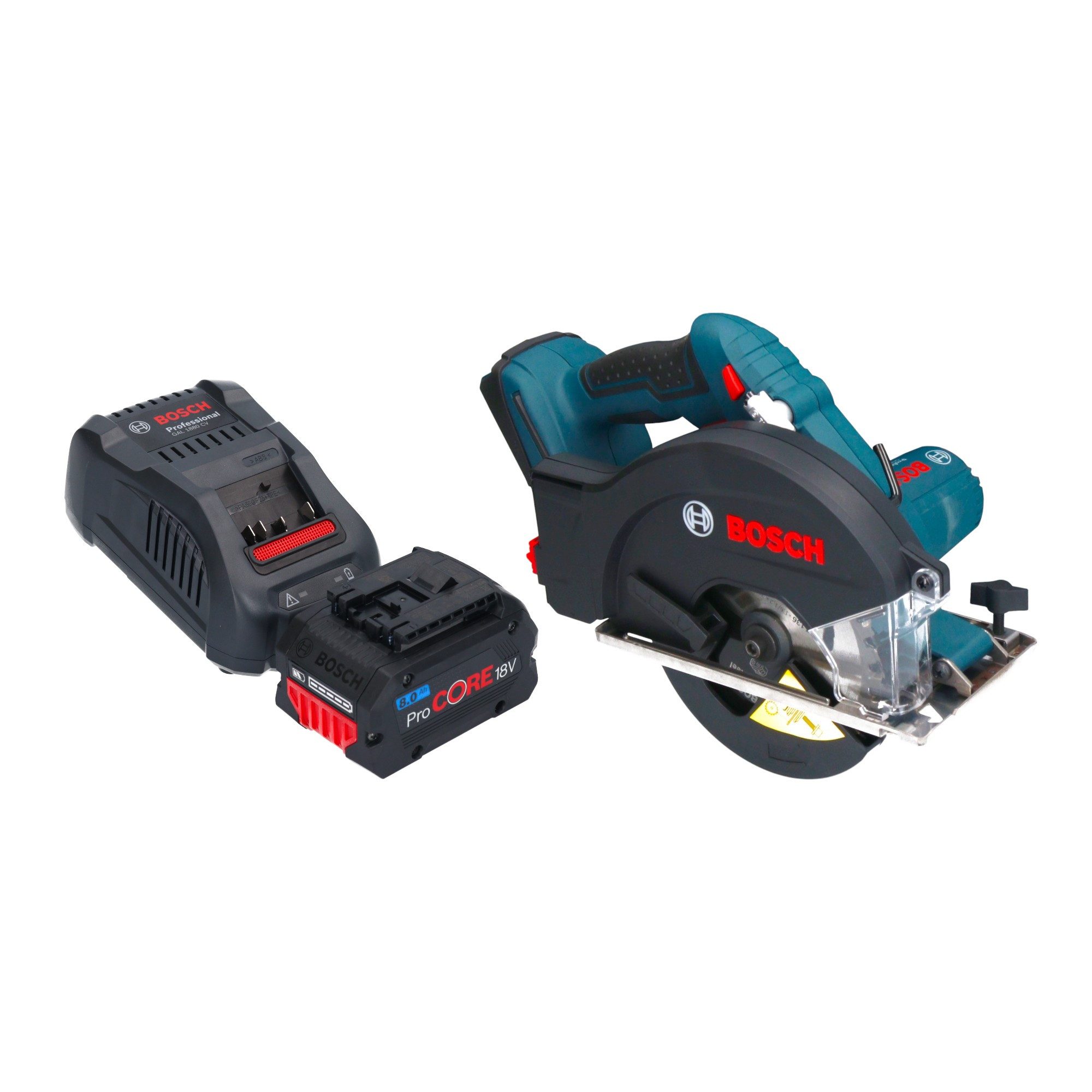 Bosch Professional Kompakt-Handkreissäge GKM 18V-50 Professional 18V 136mm + 1x ProCORE Akku 8,0Ah + Ladegerät