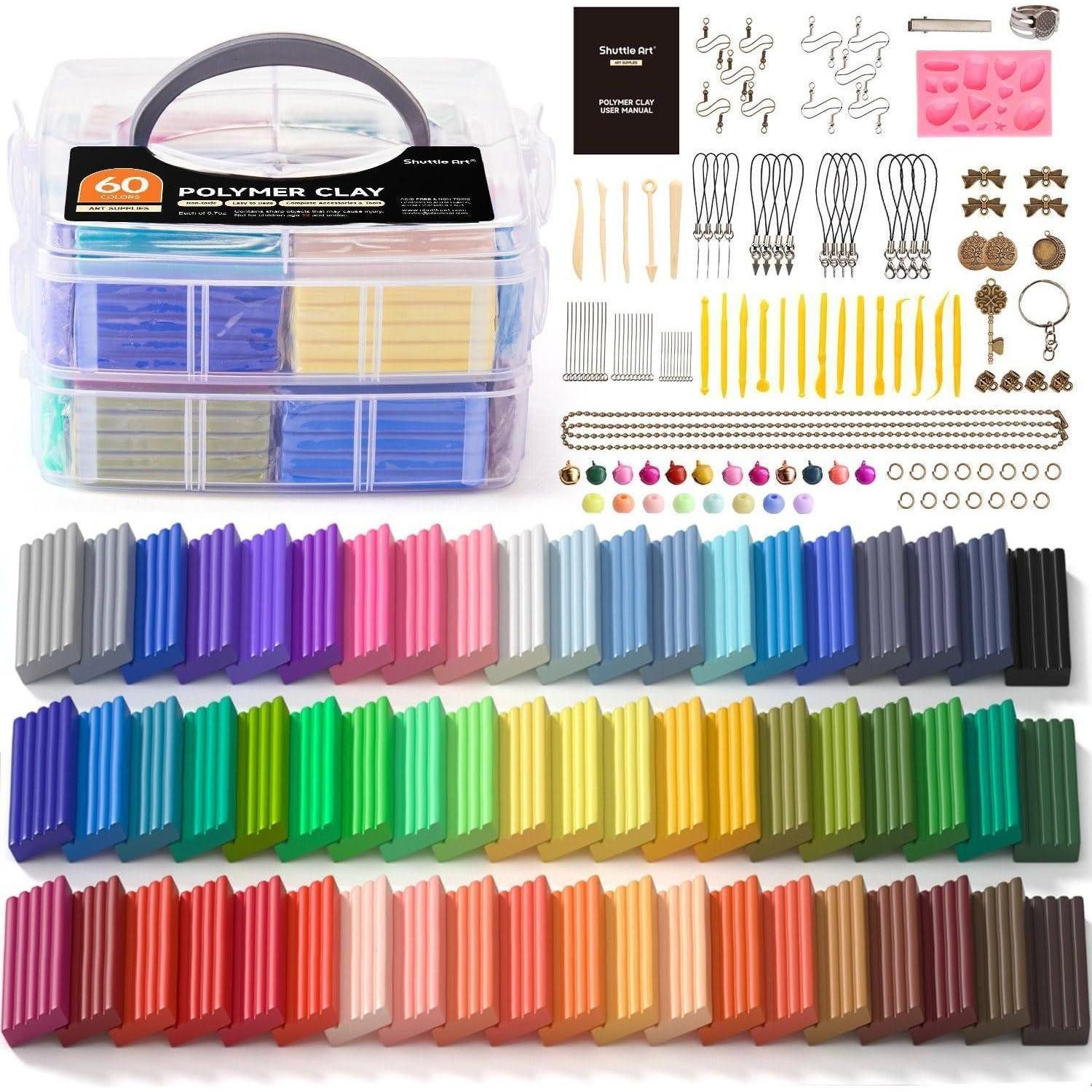 LuxusKollektion Malkreide 60er buntes Polymer Clay Set, 1,65 kg, ofenhärtend, mit 19