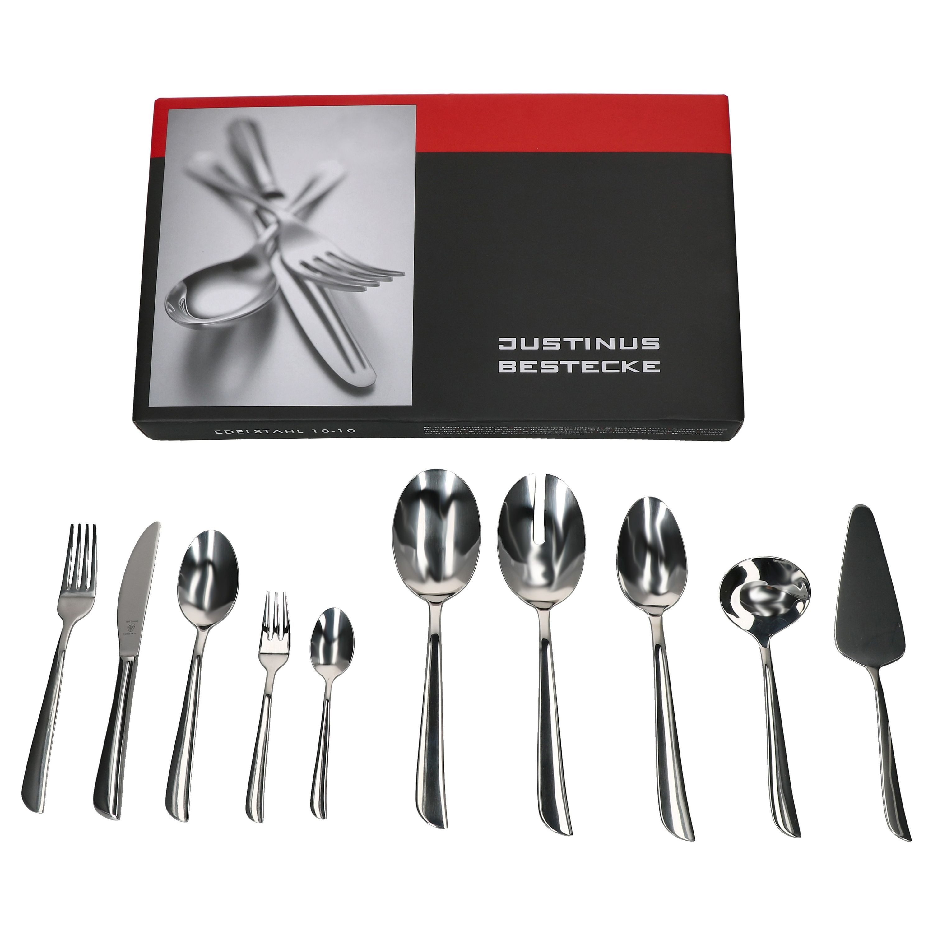 Justinus Besteck-Set 35tlg Twist Komplett-Besteck-Set inkl Anlegeteile 6 Personen, Edelstahl