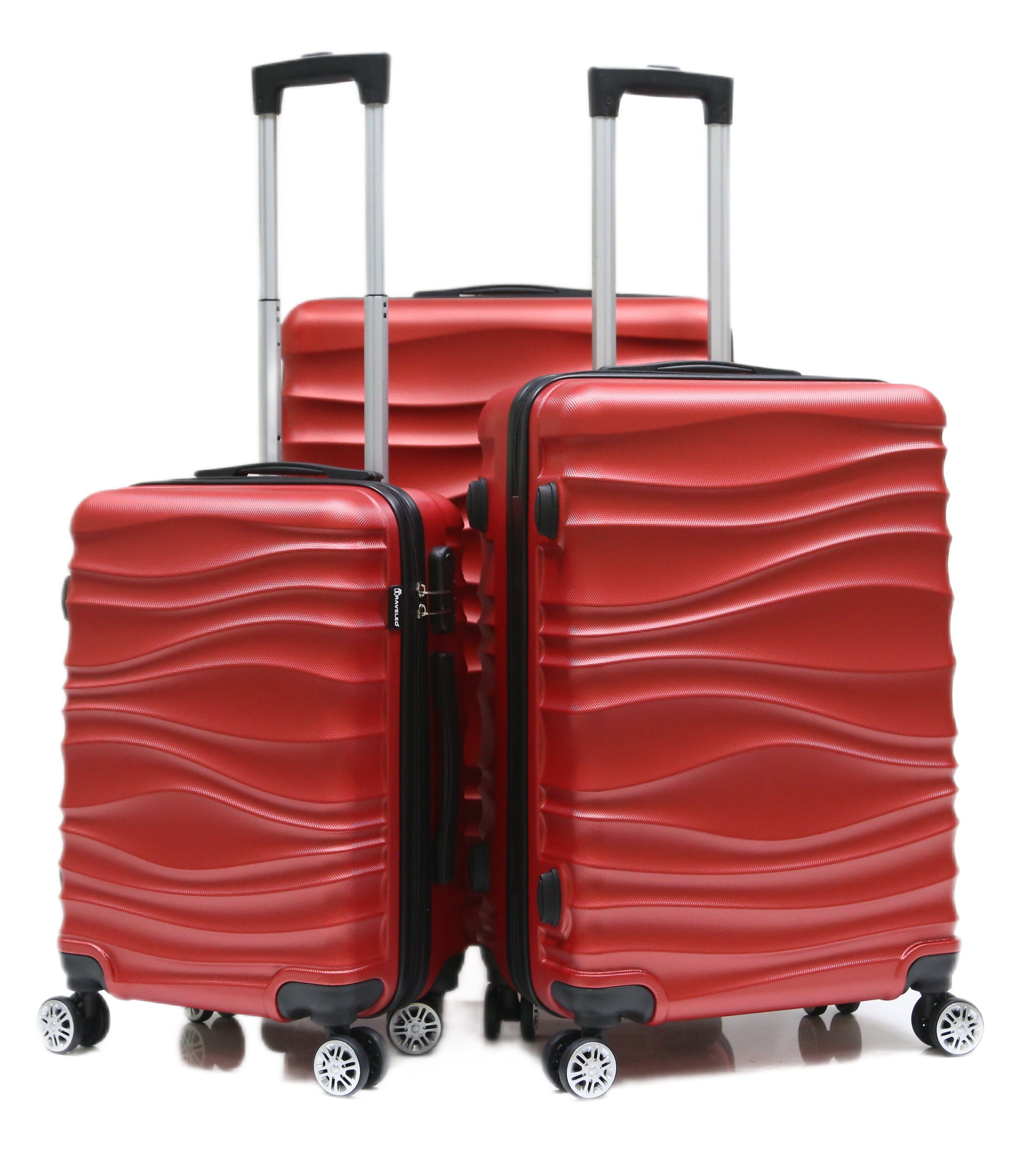 (3 Reisekoffer Kofferset Koffer tlg Rot Reisetasche, Gepäck Hartschale Trolley Cheffinger 3 tlg)