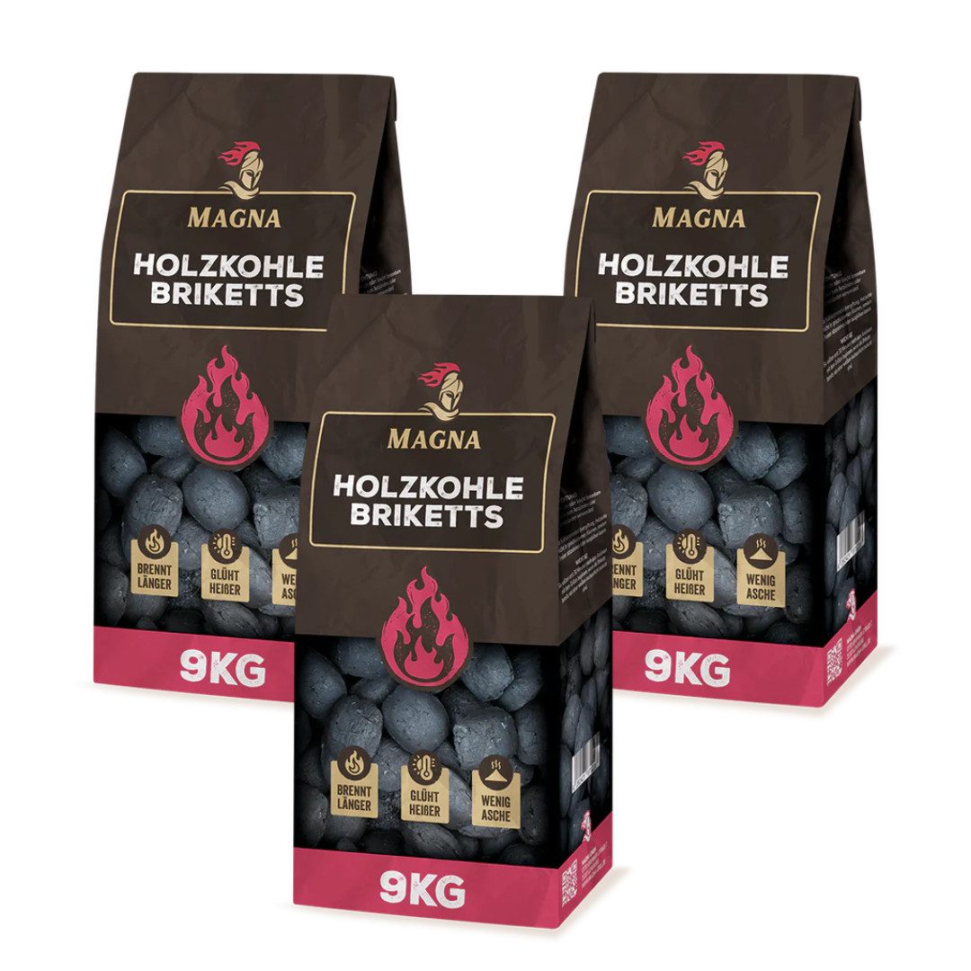 Magna Holzbriketts Holzkohlebriketts 27 KG (9KGx3), 27 kg