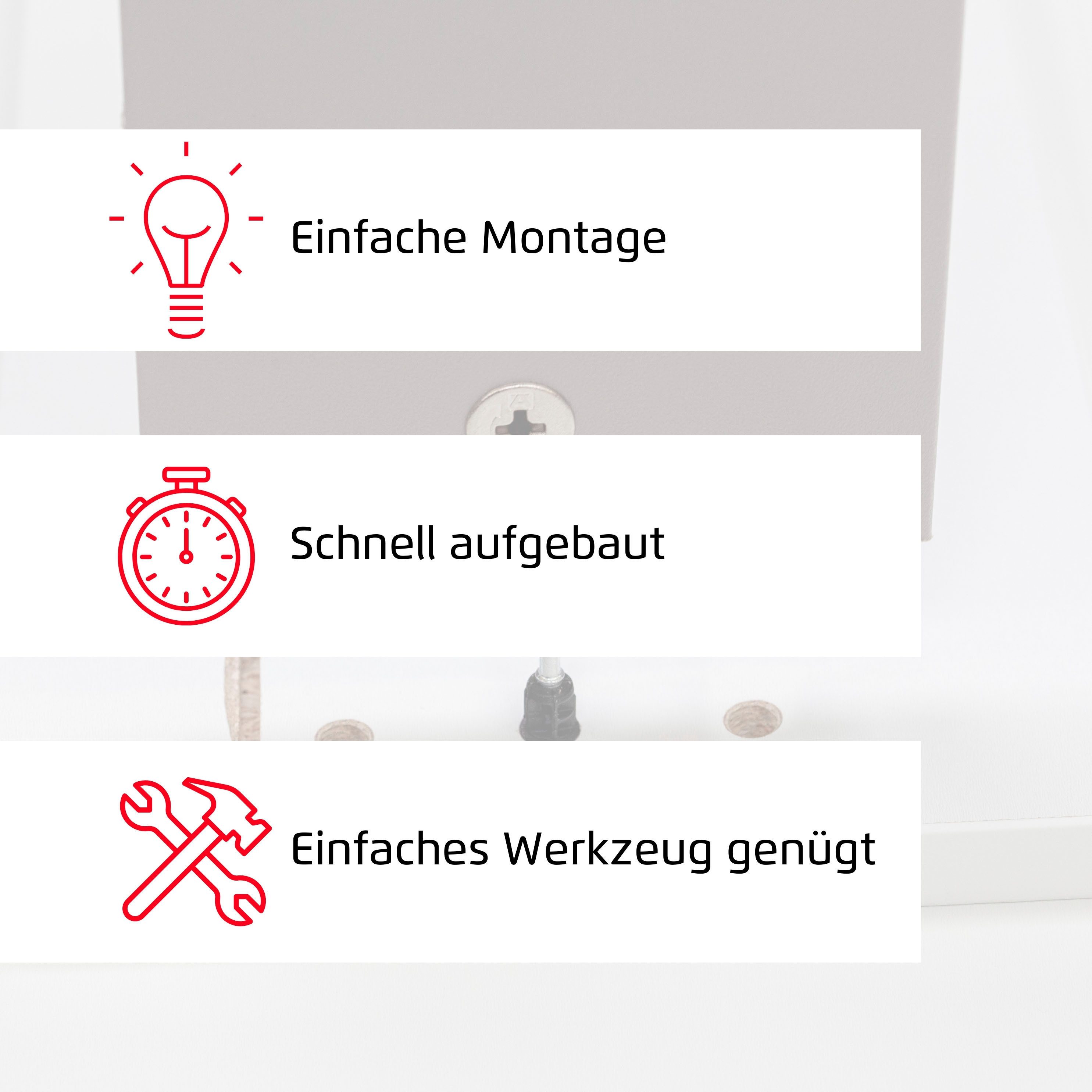 rauch Nachtkommode Nachttisch Nachtkonsole MONTCLAR Frontauswahl Dekor/Hochglanz/Glas (Breite 40 cm / Höhe 61 cm, inkl. Soft-Close-Funktion), mit 3 geräumigen S – Bild 5 von 5