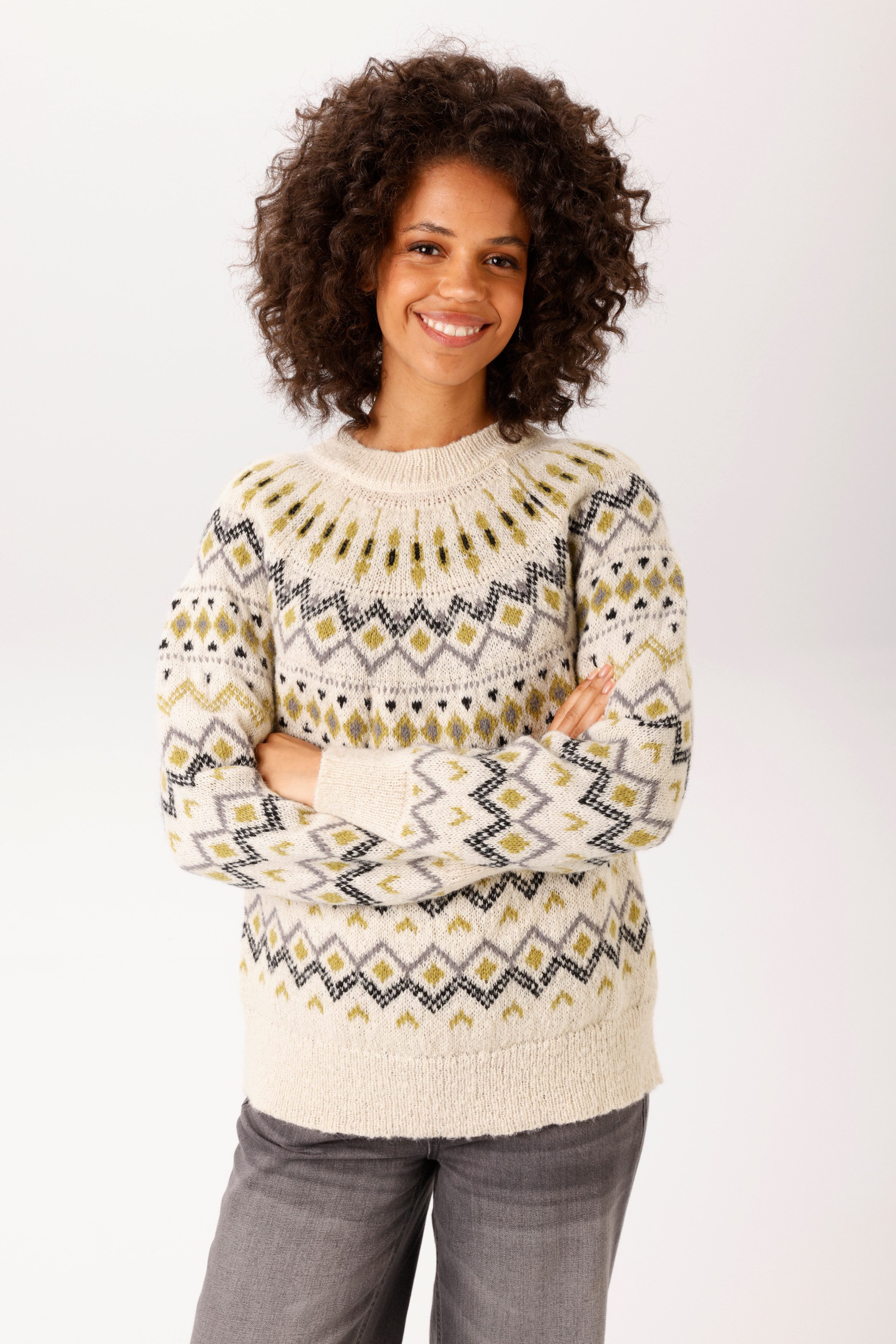 Aniston CASUAL Strickpullover mit trendigem Norweger-Muster - NEUE KOLLEKTION