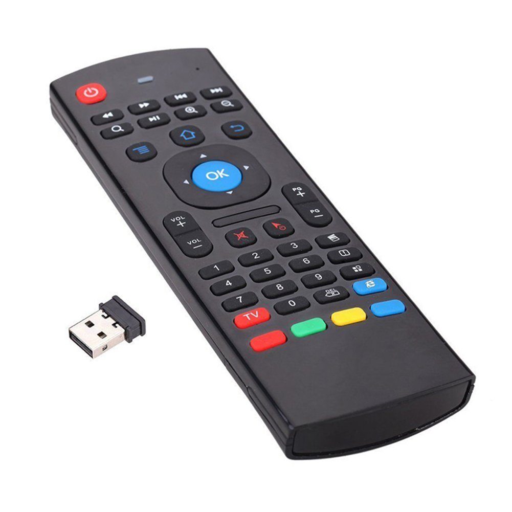 Bolwins Q97C AirMaus 2.4G Tastatur Maus IR Fernbedienung f Android Mac Windows Tastatur (6-Achsen Gyrosensor IR-Lernfunktion Plug & Play)