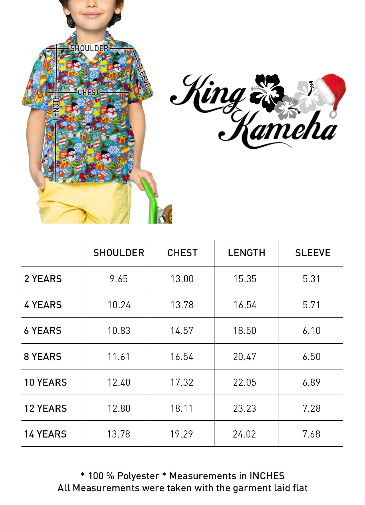King Kameha Hawaiihemd Christmas Border Print Kids Hawaii-Hemd Kinder Kurzarm Front-Tasche