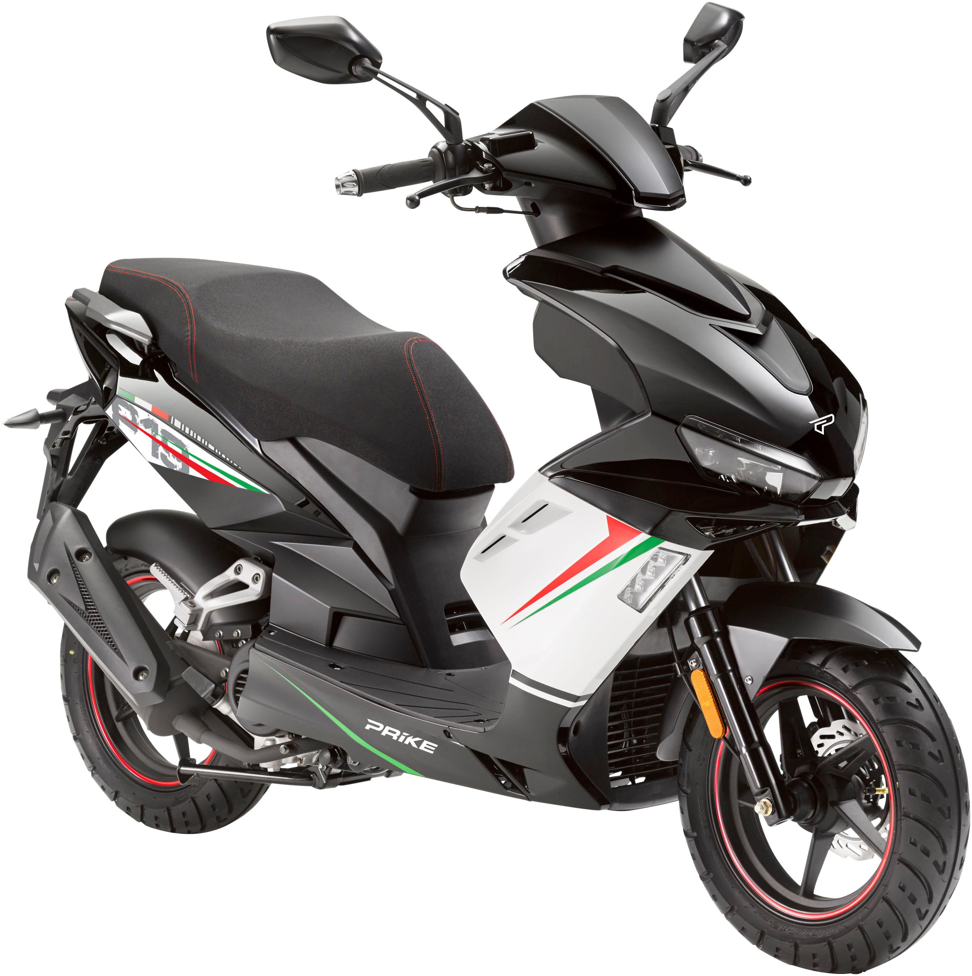 PRIKE Motorroller PRIKE P19 50 Sport, E5 (45km/h), 50 ccm, 45 km/h, Euro 5, Kraftstoffeinspritzung (EFI), 12" Bereifung, LED Beleuchtung, 3,1 PS