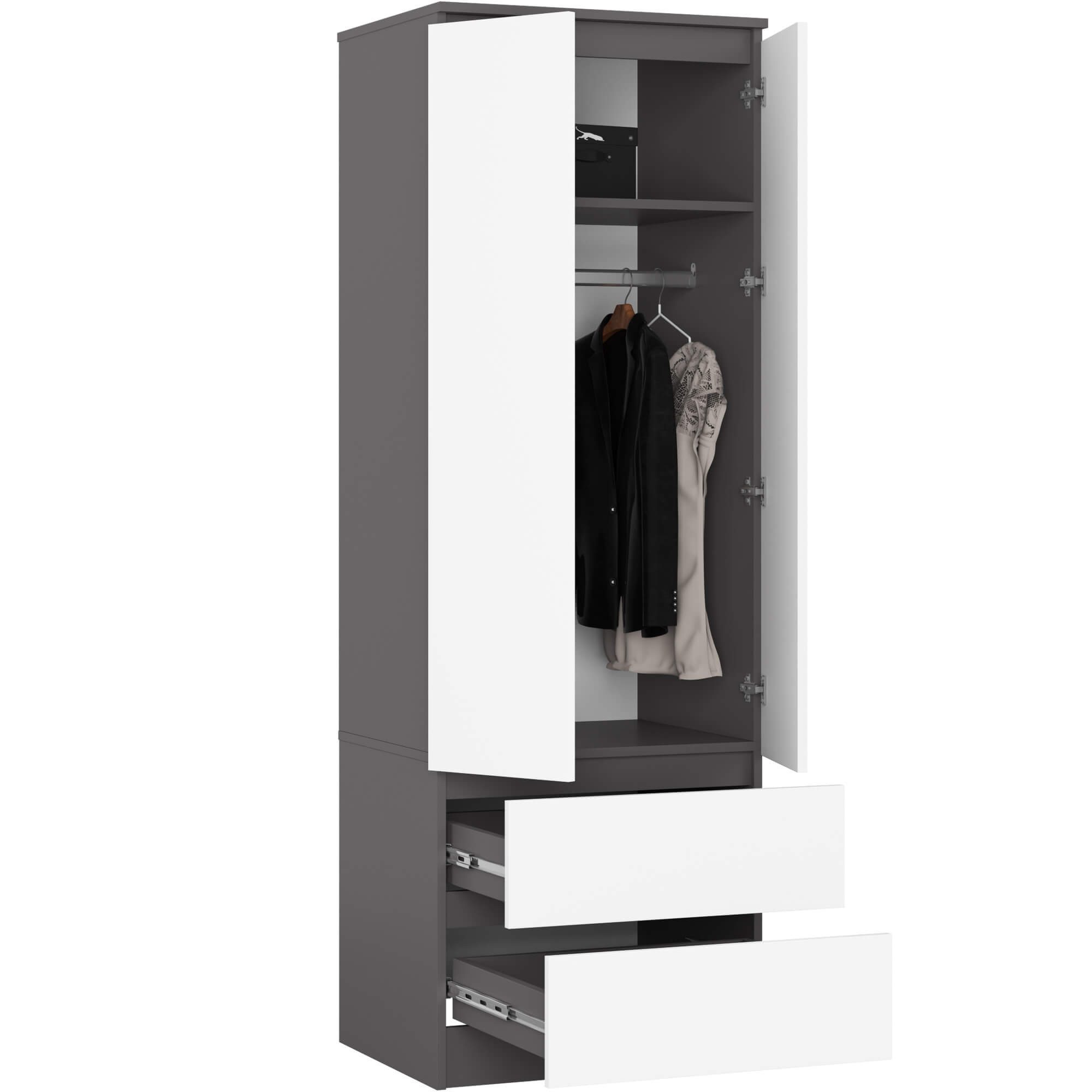 Raumhirsch Furniture Kleiderschrank Eleganter Kleiderschrank - Robuster Garderobenschrank - 3 Türen (viele Farbvarianten - Maße: 60 x 180 x 51 cm) - Hochwertig & stabil