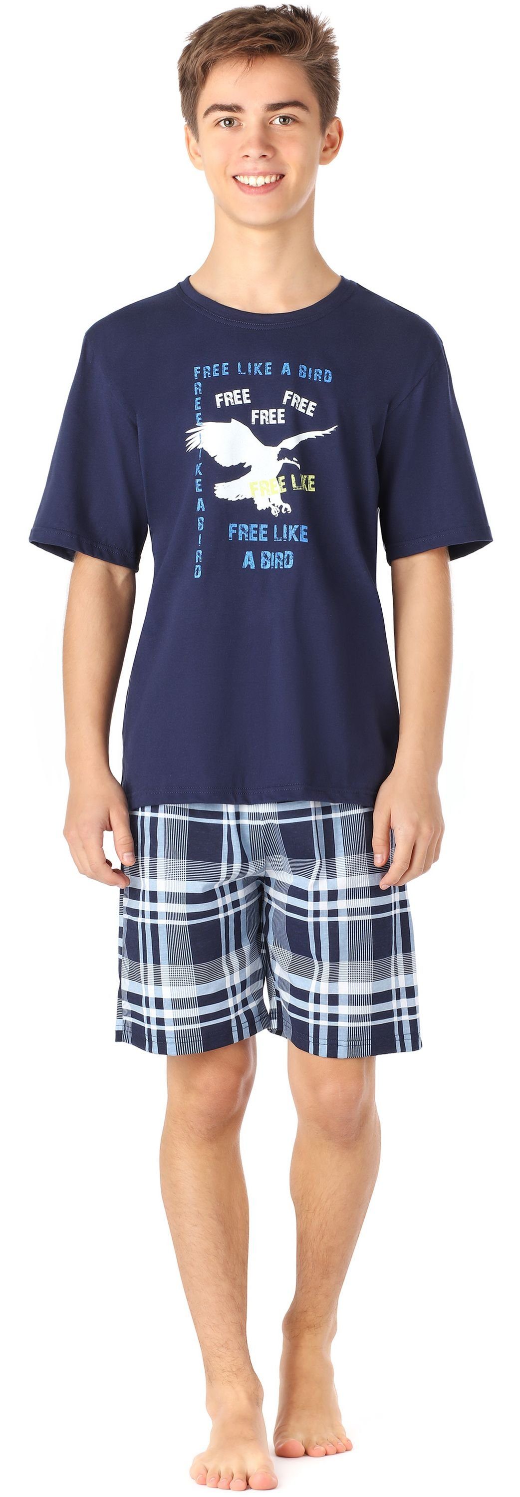 Timone Schlafanzug Jungen Pyjama Langarm Baumwolle Set Zweiteiliger Schlafanzug Hausanzug MarineKariert5