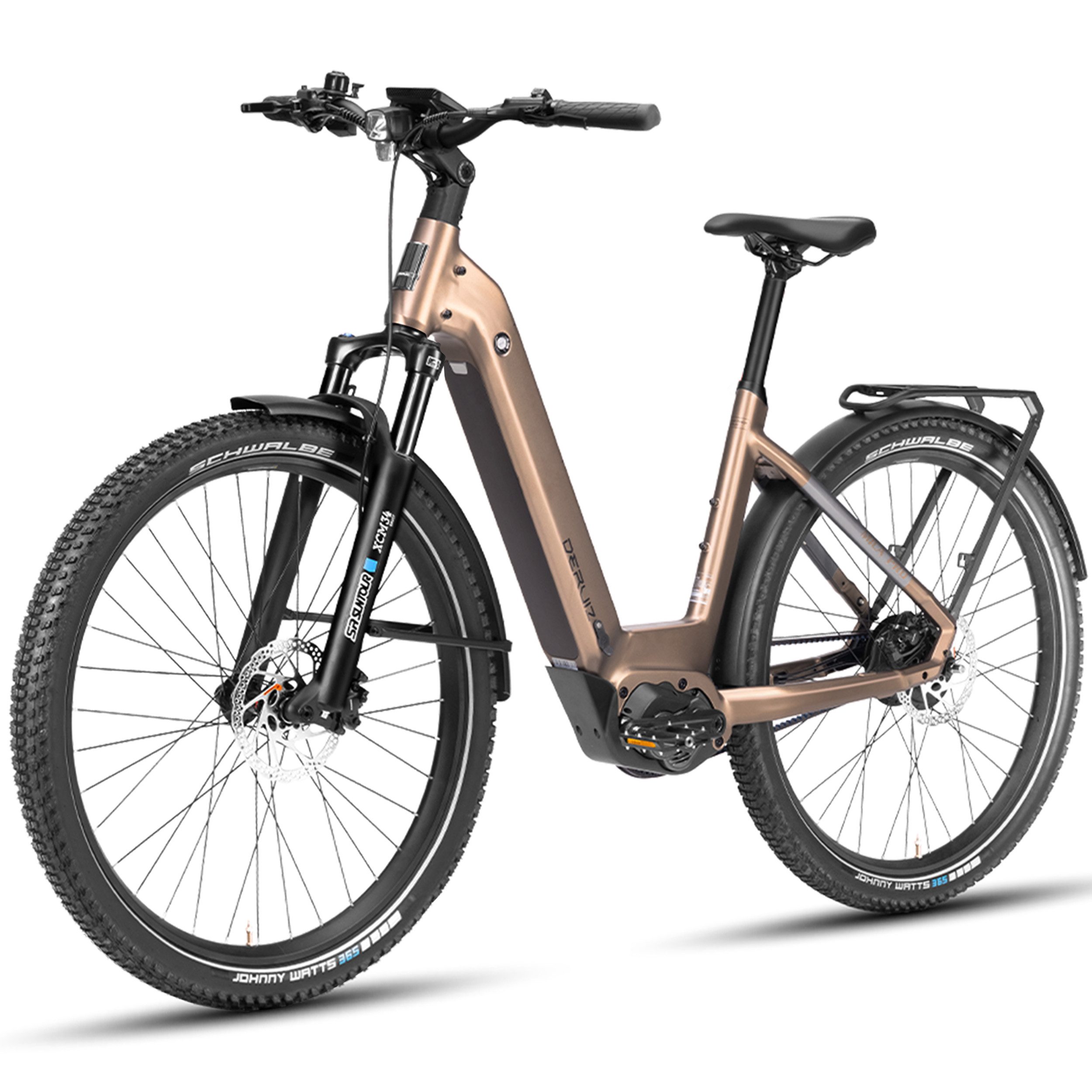 DERUIZ E-Bike Mountainbike 29 Zoll, 110Nm, 180km, Riemenantrieb, 6 Stufen, 120Lux Licht, Nabenschaltung, Mittelmotor, 720 Wh, (Trittfrequenz- und Drehmomentsensor, Lockout-Federgabel, Tiefeinsteiger), Motorunterstützung per App einstellbar, GPS-Ortung, Routenaufzeichnung