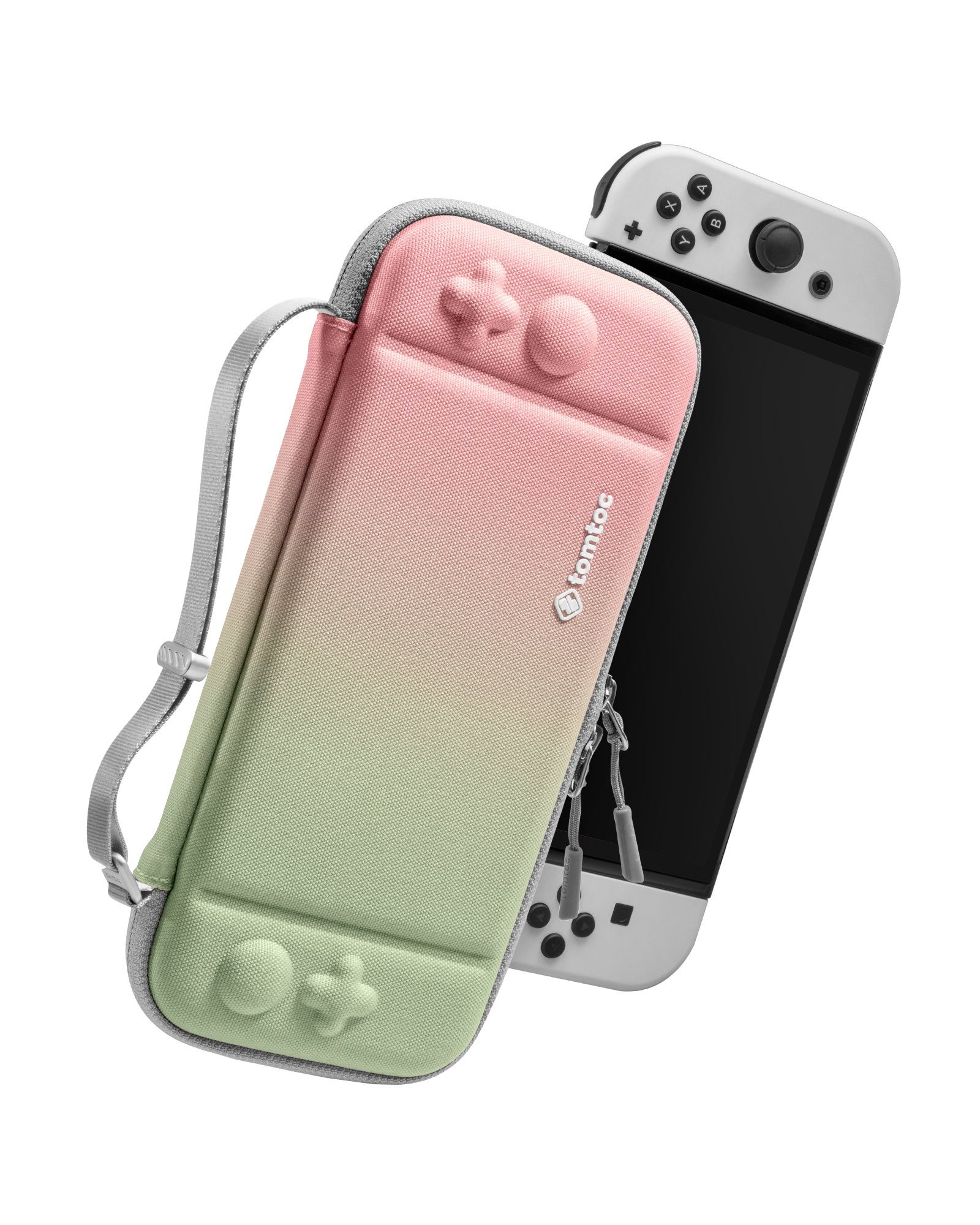 tomtoc Spielekonsolen-Tasche Nintendo Switch OLED Tasche, Rundumschutz Nintendo Switch / OLED Slim Protective Case mit 10 Spiele Kirschblüte