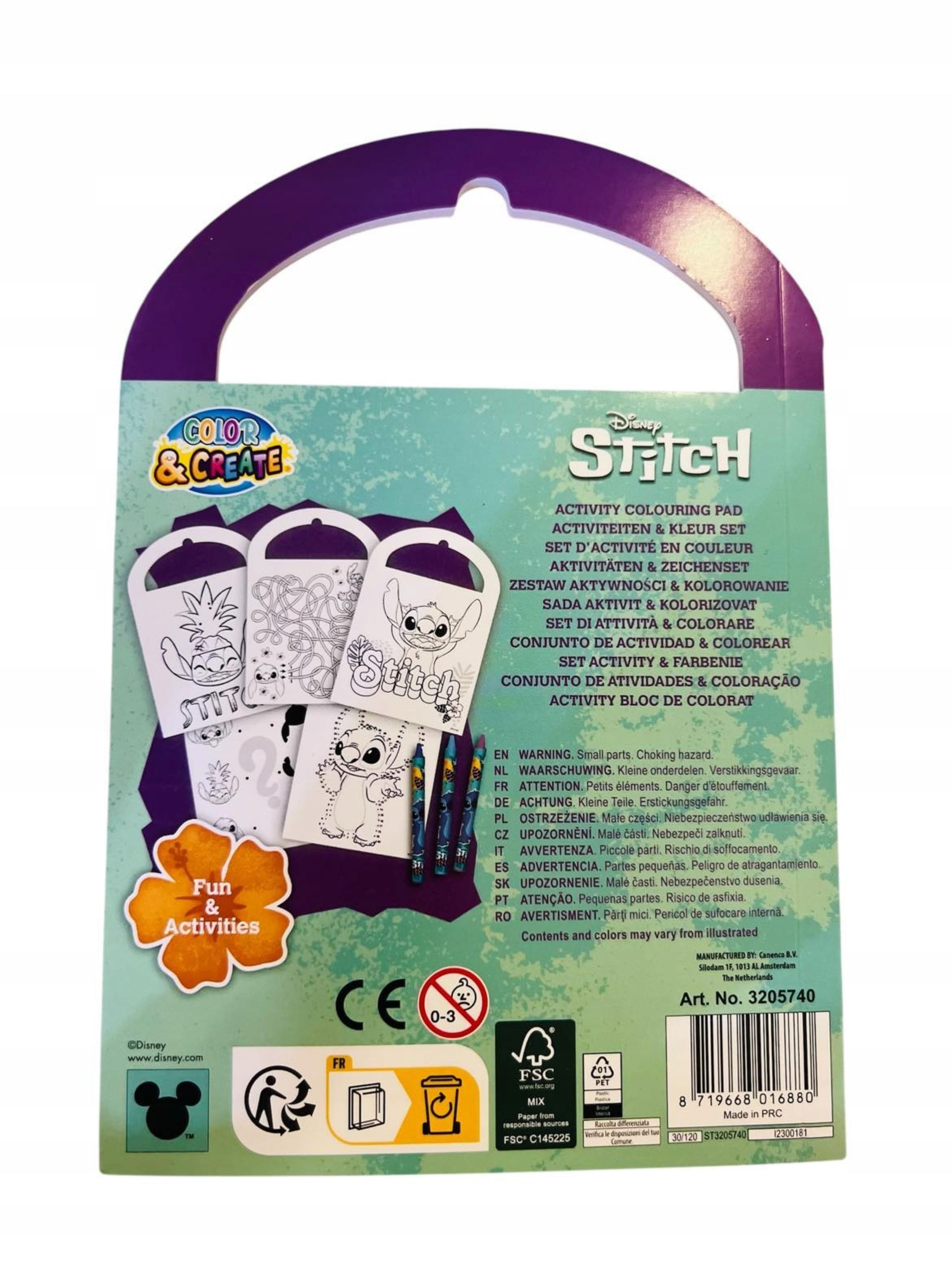 Disney Malvorlage Disney STITCH – Kreatives Malset mit Aufgaben & Wachsmalstiften