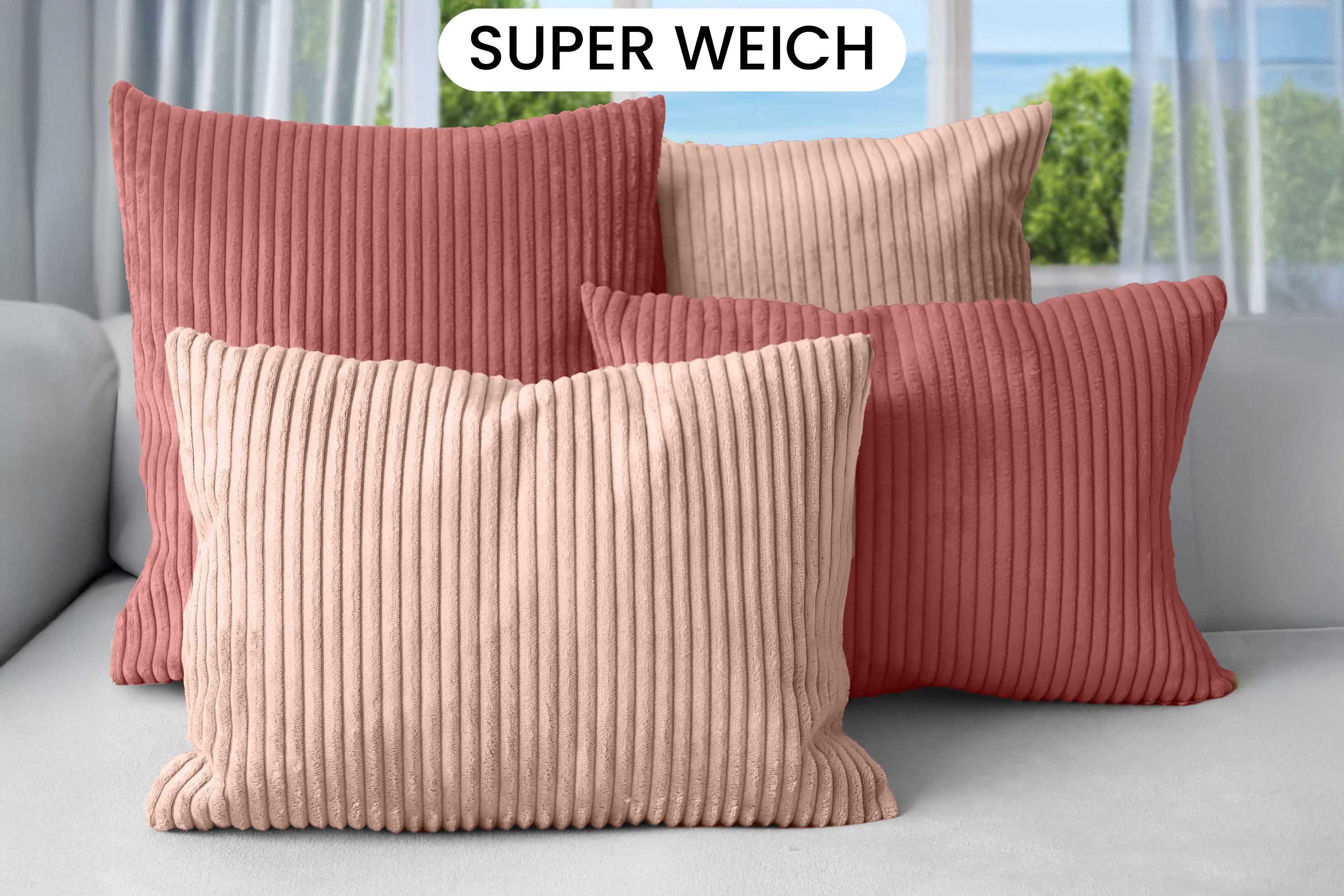 Amilian Dekokissen Sofakissen 4er Set mit Füllung - 2x 45x45 + 2x 35x45 cm, Hotelverschluss, waschbar, formstabil