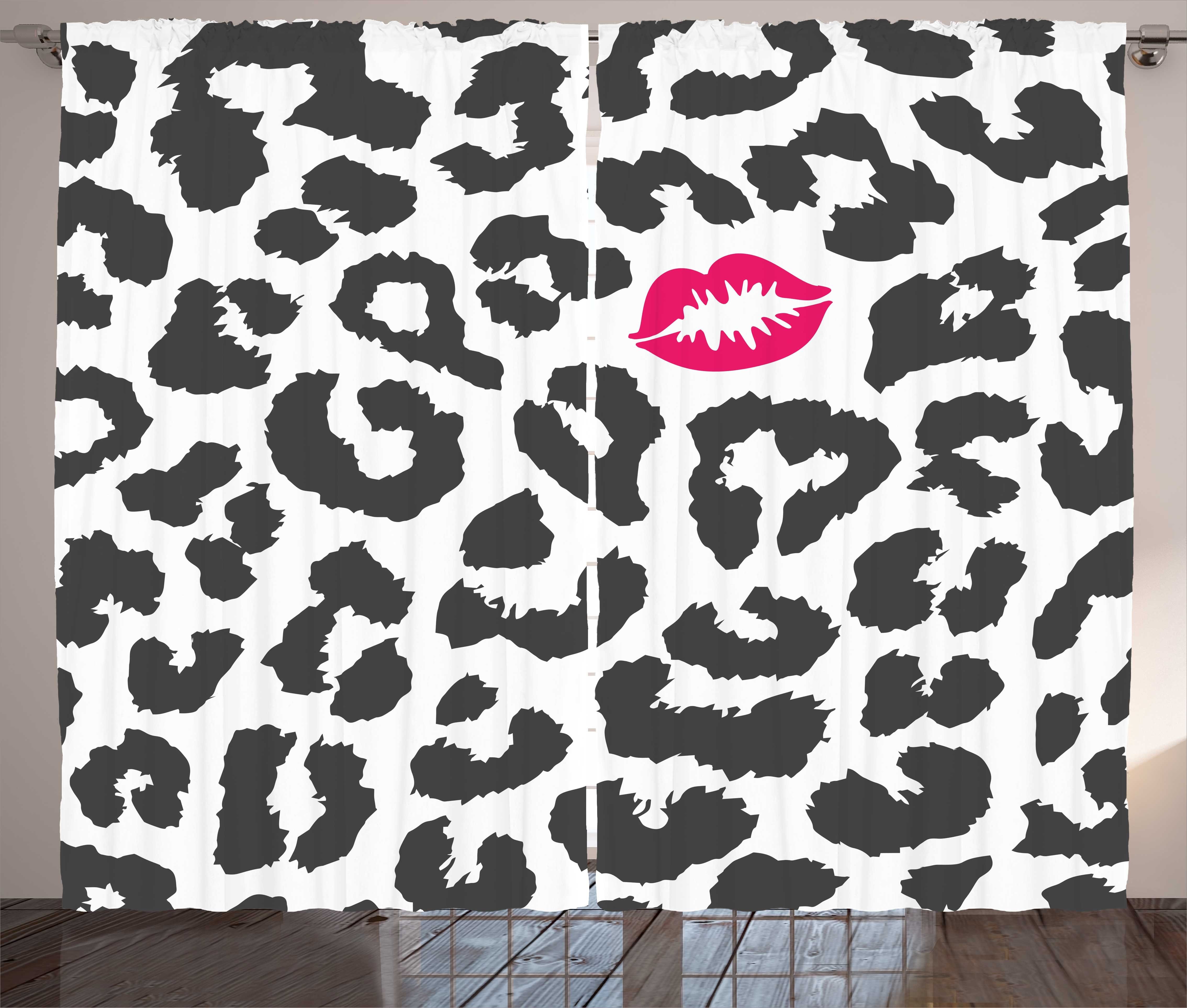 Gardine Schlafzimmer Kräuselband Vorhang mit Safari Abakuhaus, Gepard-Leopard-Kuss und Haken, Schlaufen