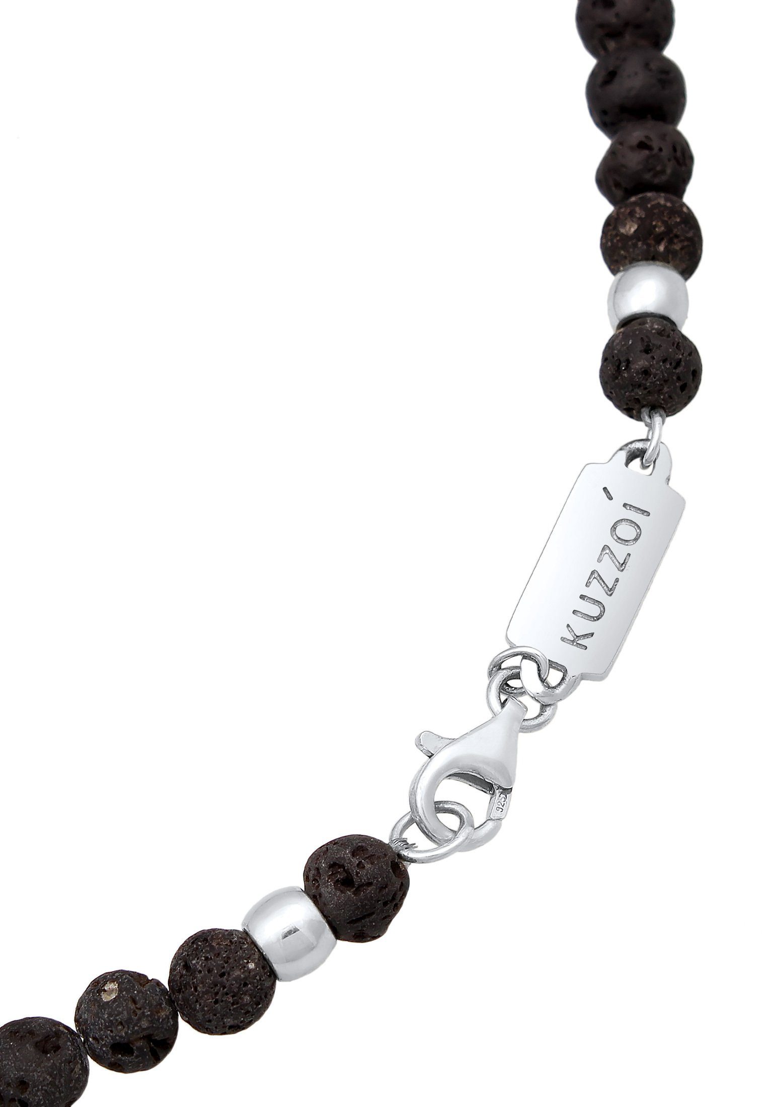 Kuzzoi Silberkette Lava Beads Vintage Surfer 925 Silber, Boho