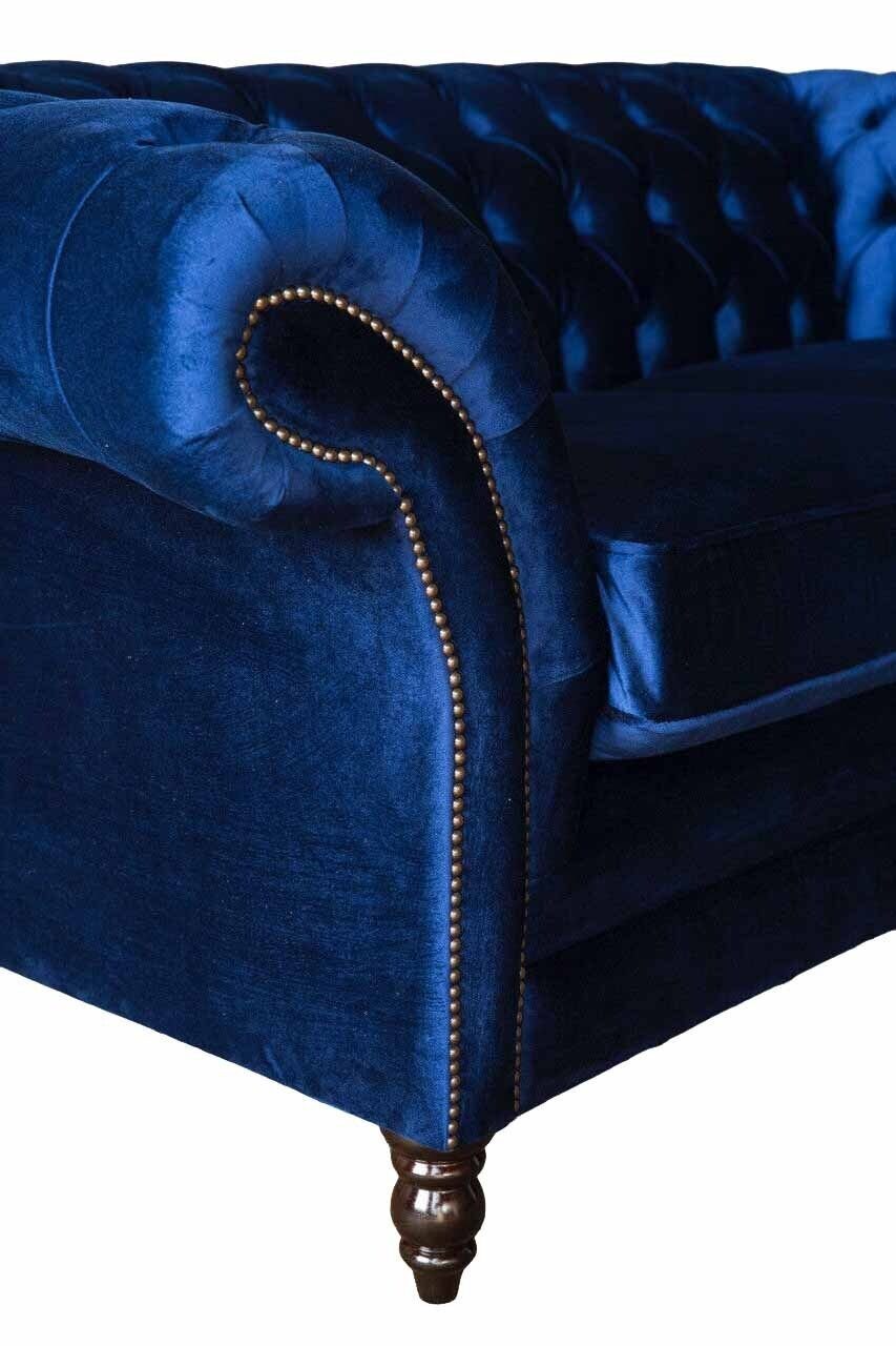 JVmoebel Sofa Chesterfield Büro Sitzmöbel Couch Einrichtung Made Sitz 2 Europe Sofa Blaue, Textil In