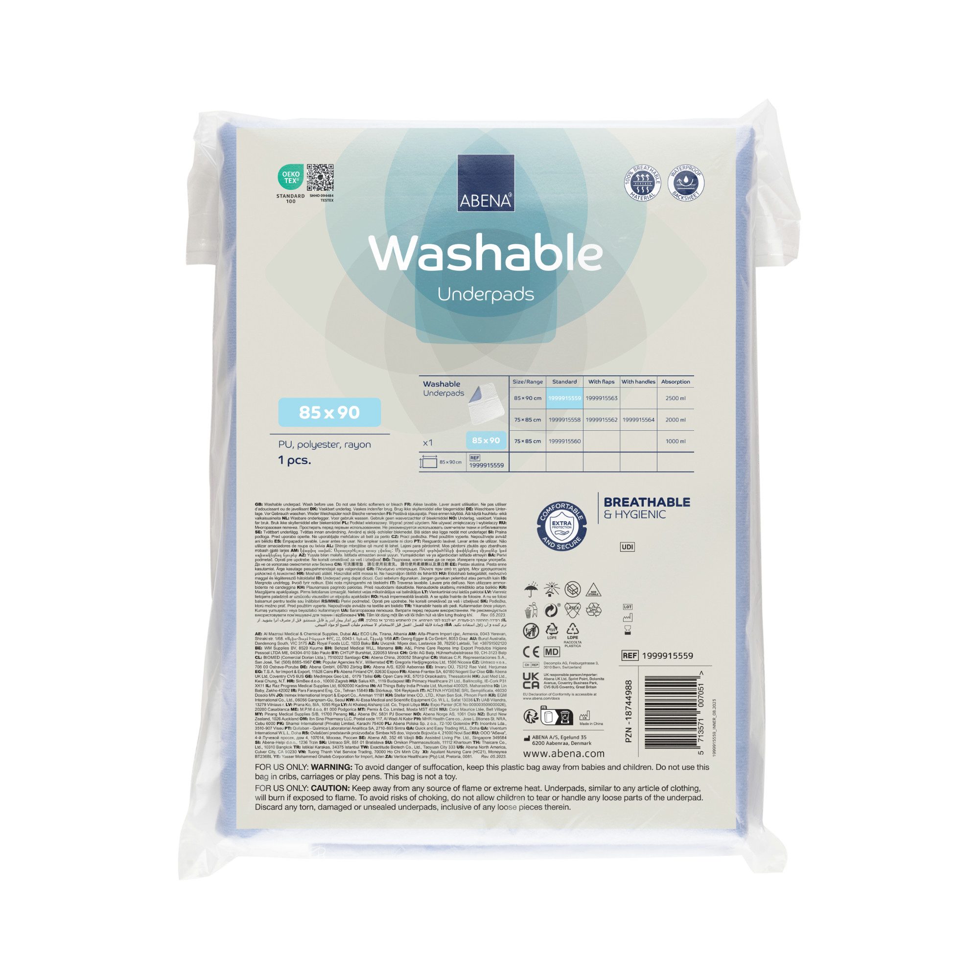 Inkontinenzauflage Abena - waschbare Bettschutzauflage - 85 x 90cm ohne Flügel - 1 Stück