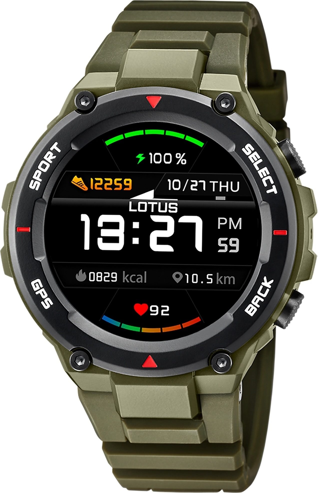 Lotus Multifunktionsuhr Lotus Herrenuhr Silikon grün Lotus, (Multifunktionsuhr), Herren Armbanduhr rund, extra groß (ca. 50,8mm), Edelstahl