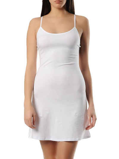Lilitime Unterkleid Baumwoll Nachthemd Midi Unterrock, Träger Verstellbar Weiß, BS2156LILI