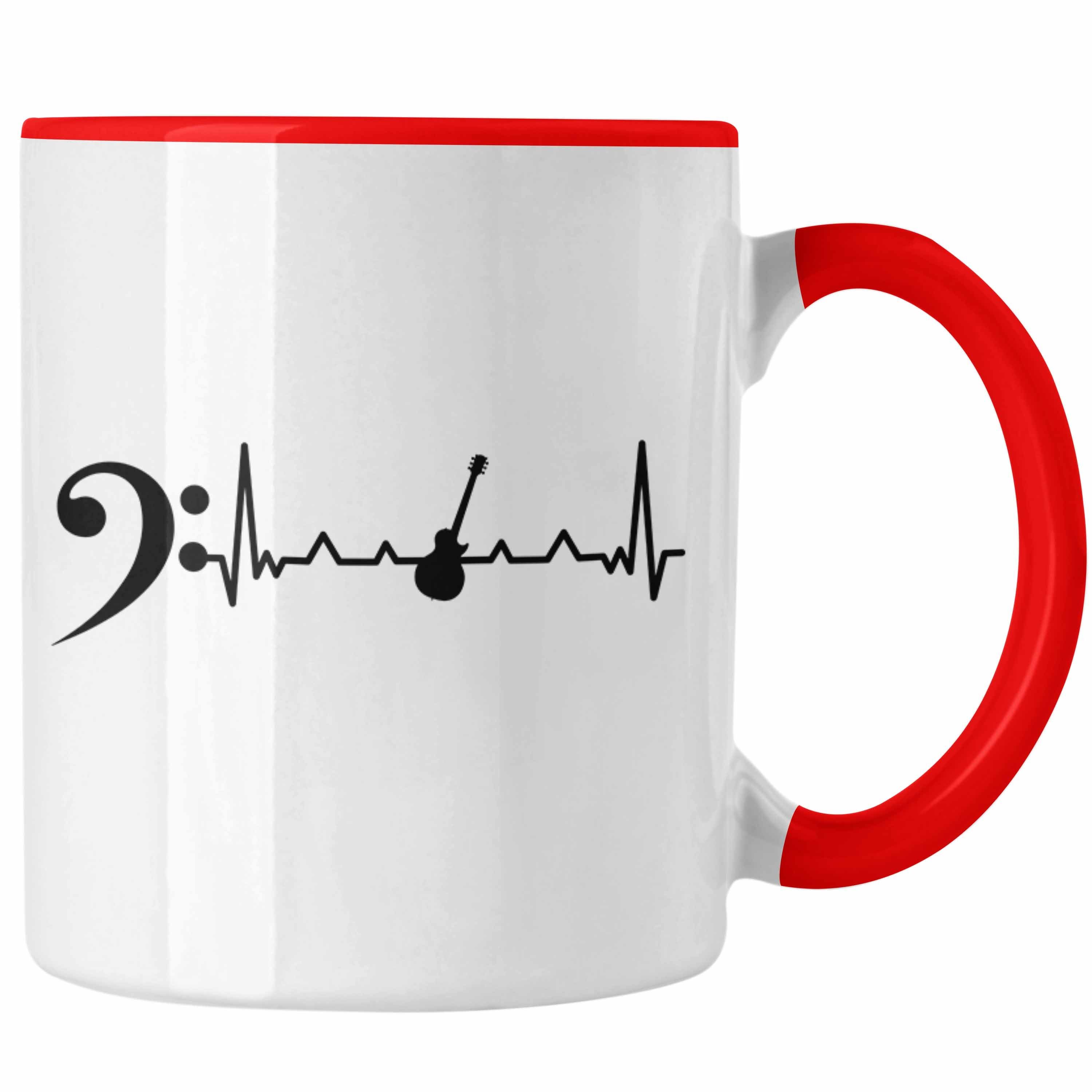 Trendation Tasse Bassist Tasse Geschenk Herzsch Kaffee-Becher Rot Geschenkidee Bass-Spieler