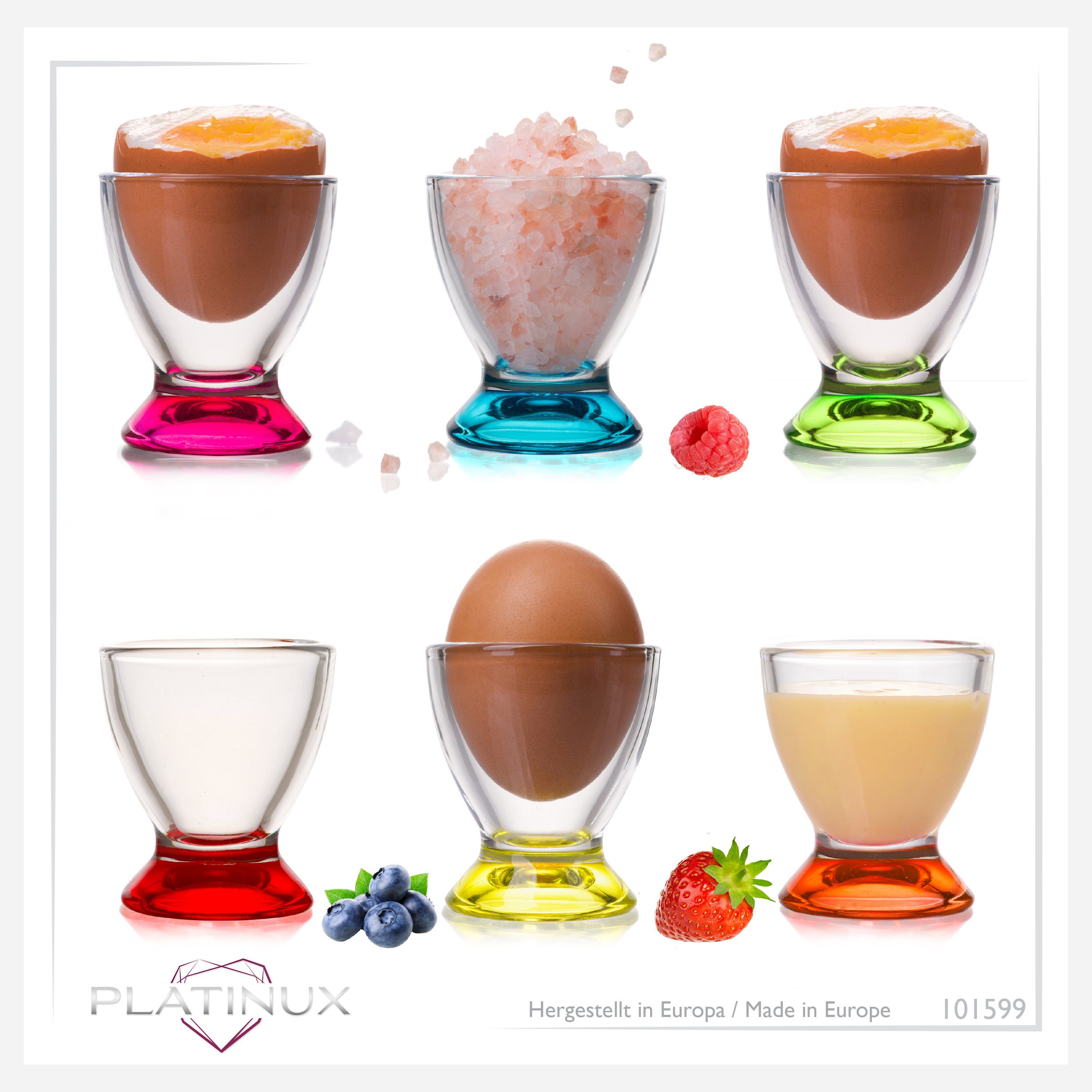 Eierhalter Stück), PLATINUX Bunte 6-Teilig Eierbecher, Eierbecher Frühstück Egg-Cup Set Brunch Eierständer (6