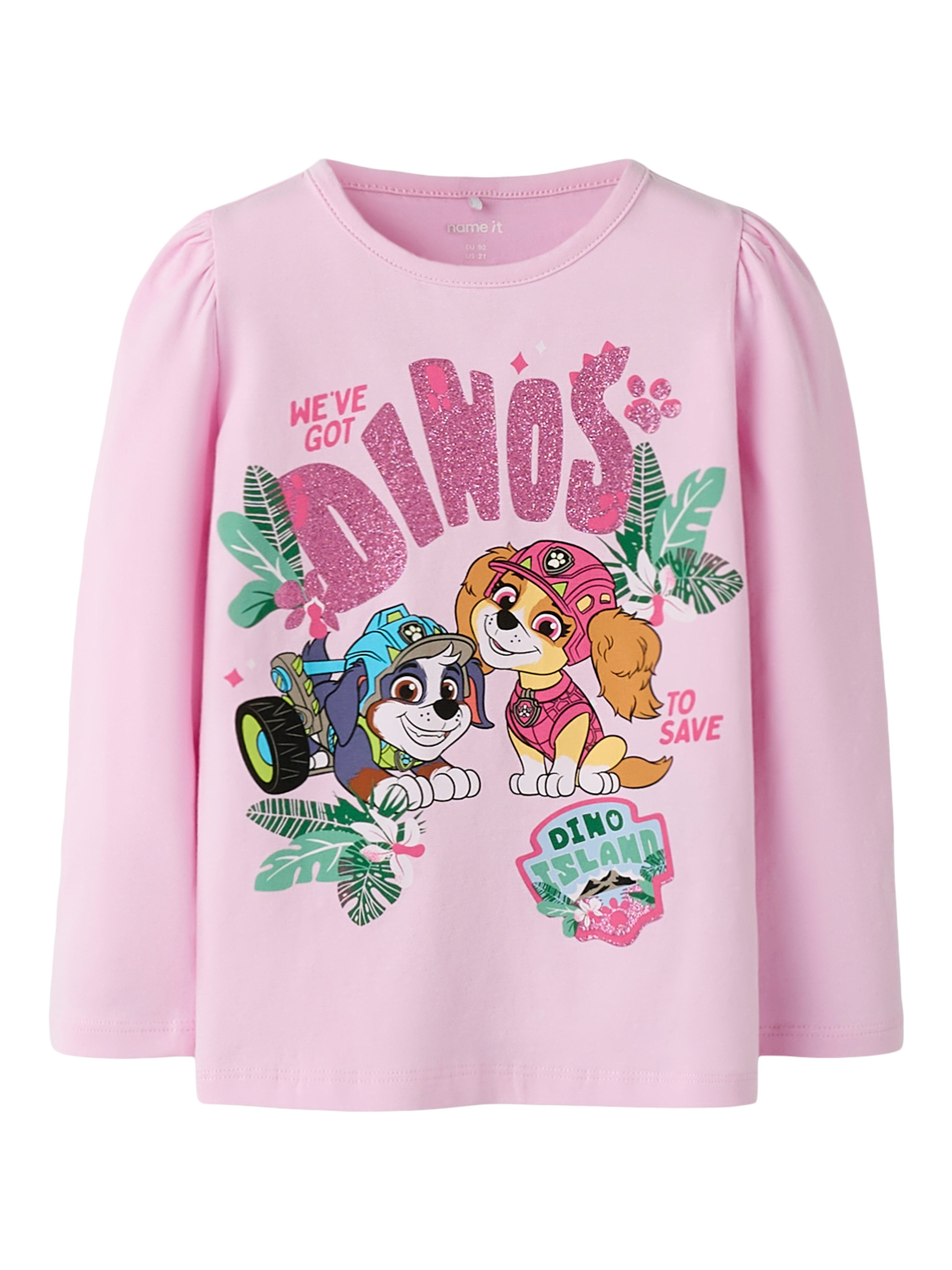 Name It T-Shirt NMFJETTE PAW LS TOP BOX NOOS CPLGM Baumwollmischung, regular fit – Bild 2 von 4