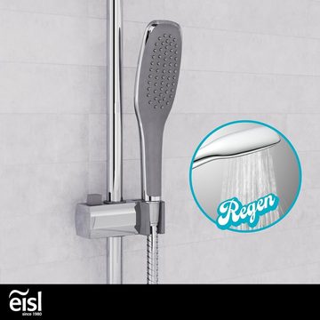 Eisl Duschsystem ohne Armatur ideal zum Nachrüsten, komplettes Montageset, mit großer Regendusche (250 x 200 mm) und Handbrause, Regendusche