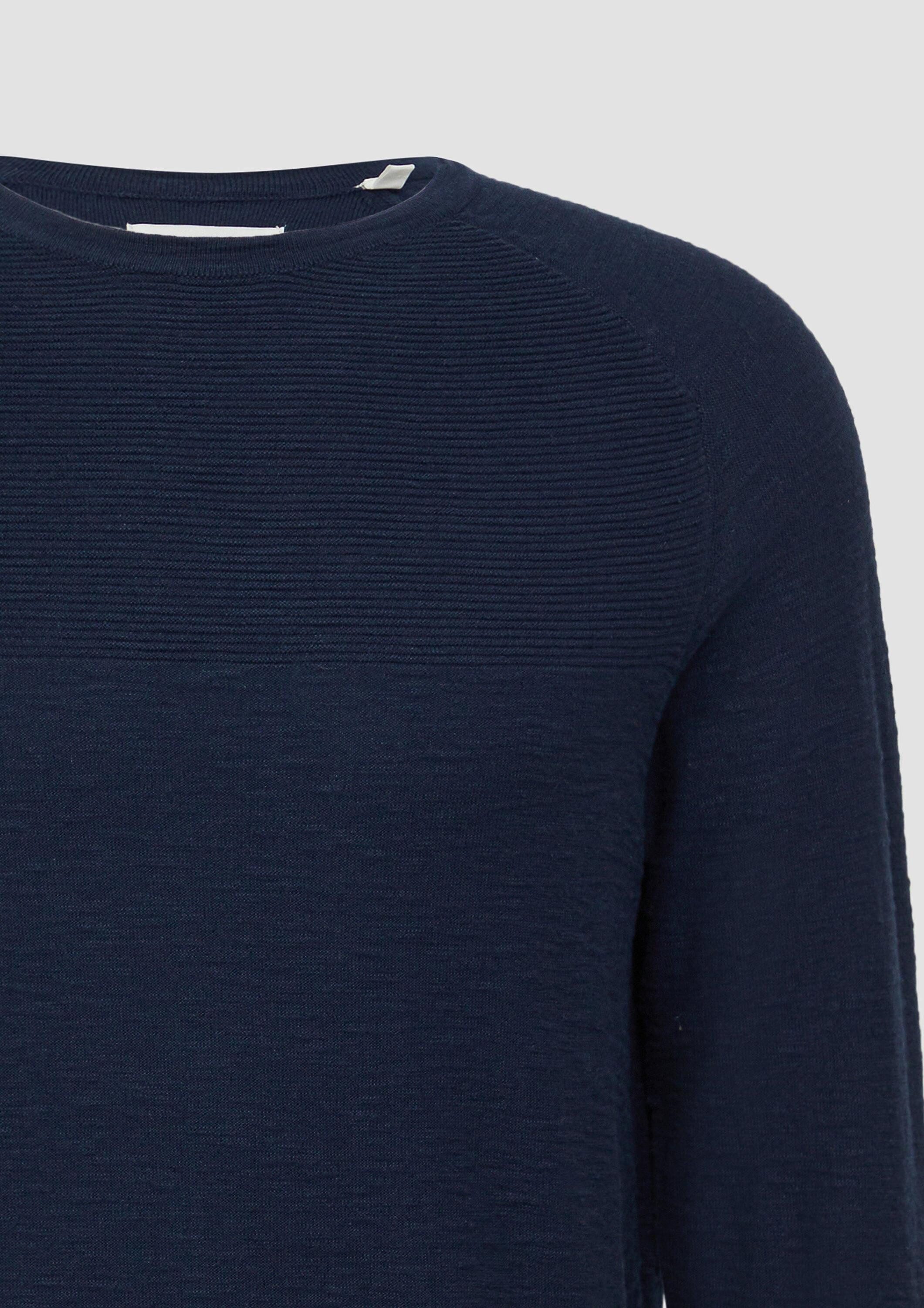 s.Oliver Longpullover Strickpullover Raglan-Strickpullover mit Flammgarnstruktur