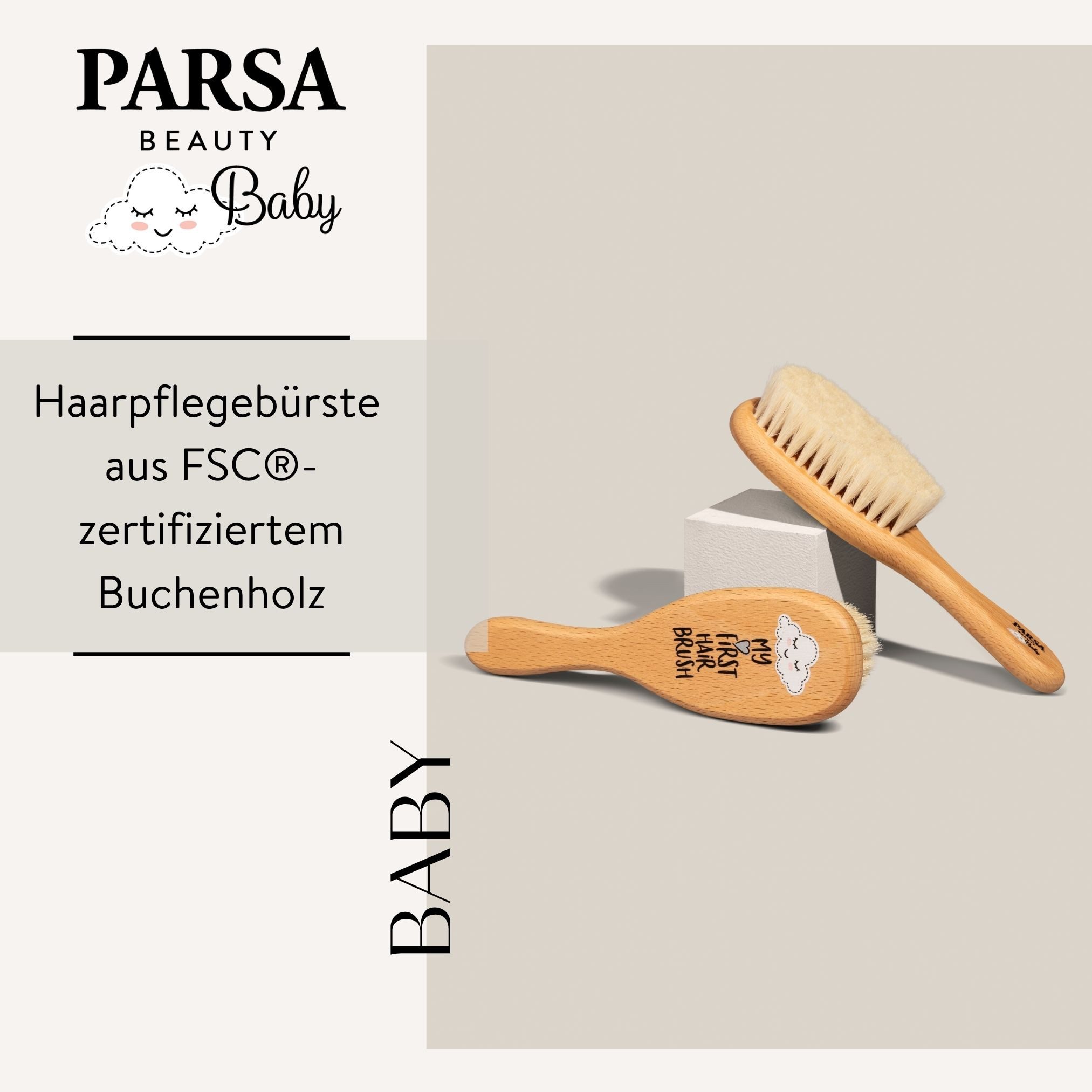 PARSA Beauty Haarbürste PARSA Beauty BABY Haarpflegebürste – Ziegenhaar & Holz