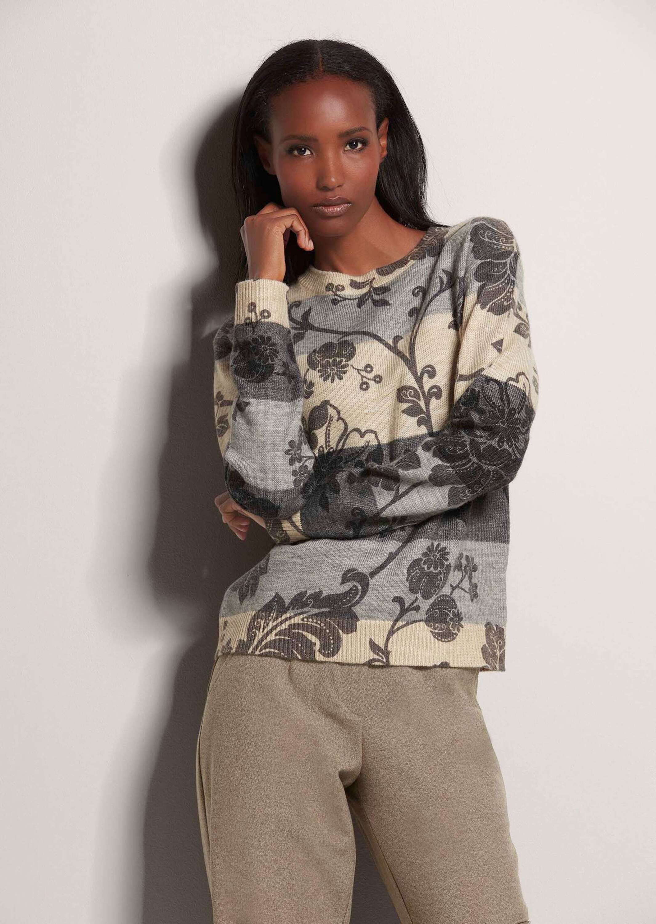 MADELEINE Strickpullover Rundhals-Pullover im Muster-Mix Rundhals Oberteil günstig online kaufen