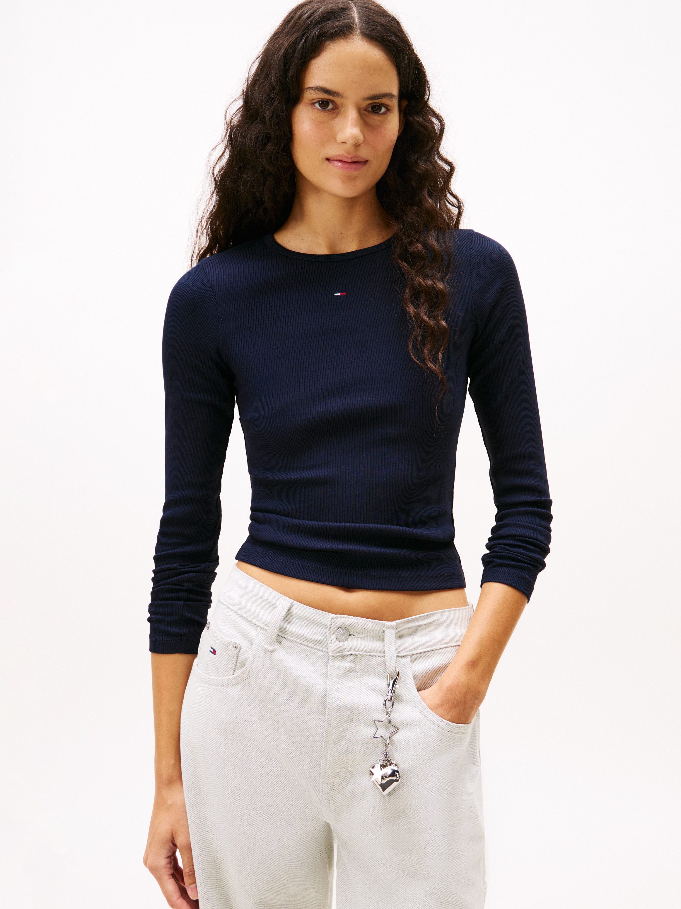 Tommy Jeans Langarmshirt TJW 2PACK SLIM ESSENTIAL RIB LS (Packung, 2-tlg., 2er-Pack) in Rippoptik, mit Logostickerei