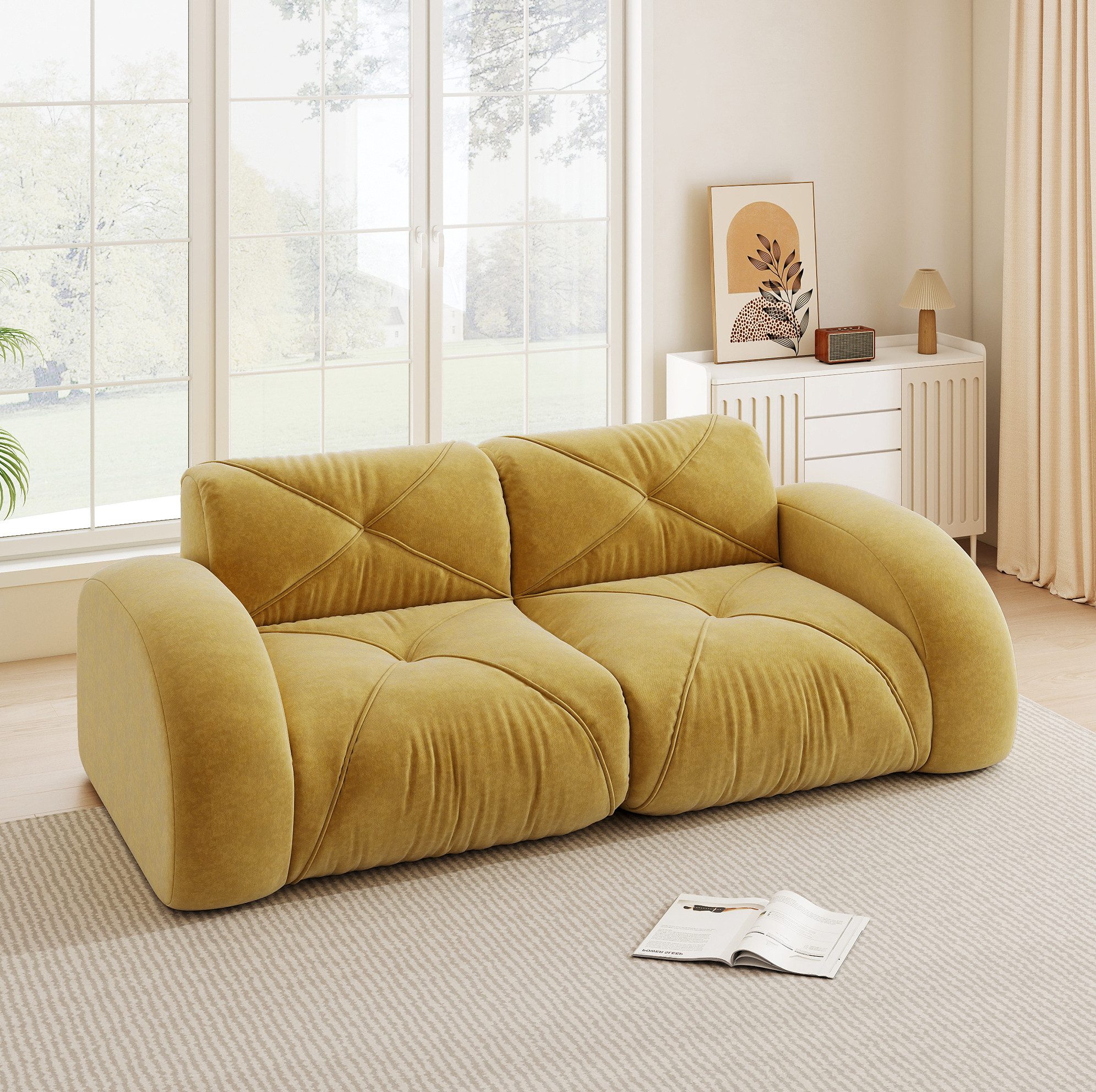 MODFU Loungesofa Chenille-Modulsofa, mit hochdichtem 32D-Schaumstoff für wolkenweichen Komfort, stabile Unterstützung und langlebige Nutzung im modernen Wohnzimmer 1 Teile