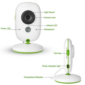 GOOLOO Babyphone mit Kamera, VOX Babyfon, Nachtsicht Baby, Temperaturüberwachung, Baby Monitor mit Gegensprechfunktion, 1-tlg., Video Überwachung mit 2" Digital LCD Bildschirm, Wireless